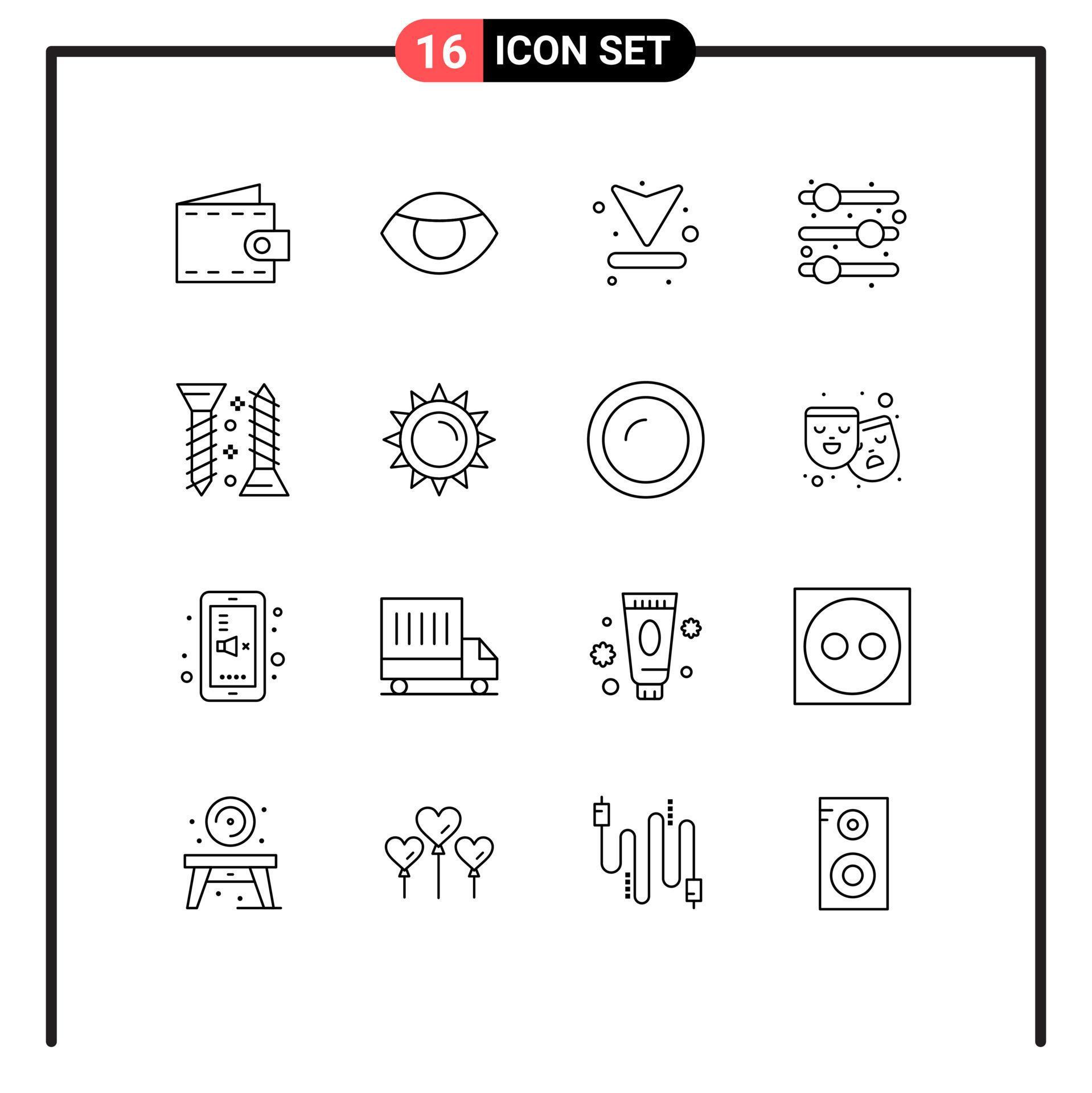 Set of 16 Modern UI Icons Symbols Signs for self tapping screw arrow construction adjust Editable Vector Design Elements Stock Free