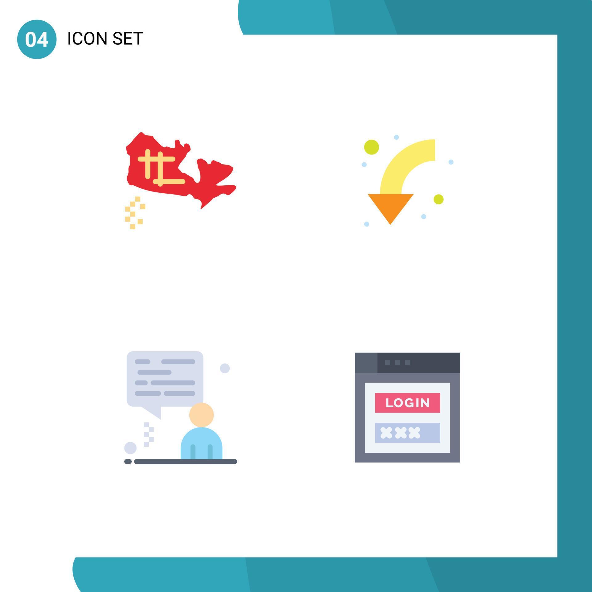 Universal Icon Symbols Group of 4 Modern Flat Icons of canada chat arrow left internet Editable Vector Design Elements Stock Free