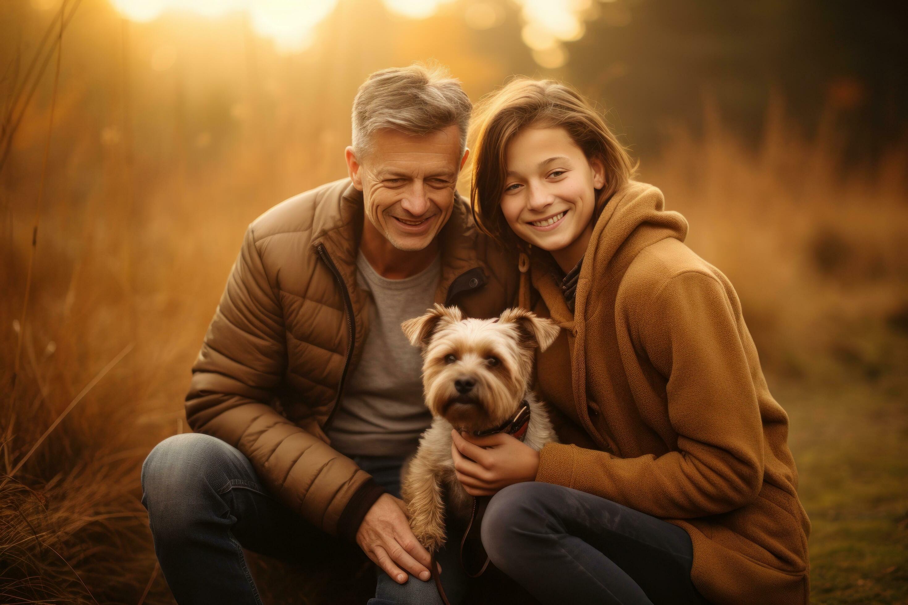 Happy family with dog Stock Free