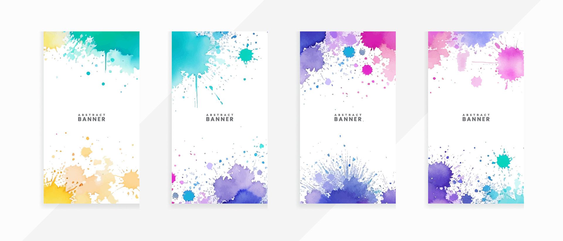 Abstract Colorful watercolor splash and stains Isolated Bright drawn background banners set Free Vector