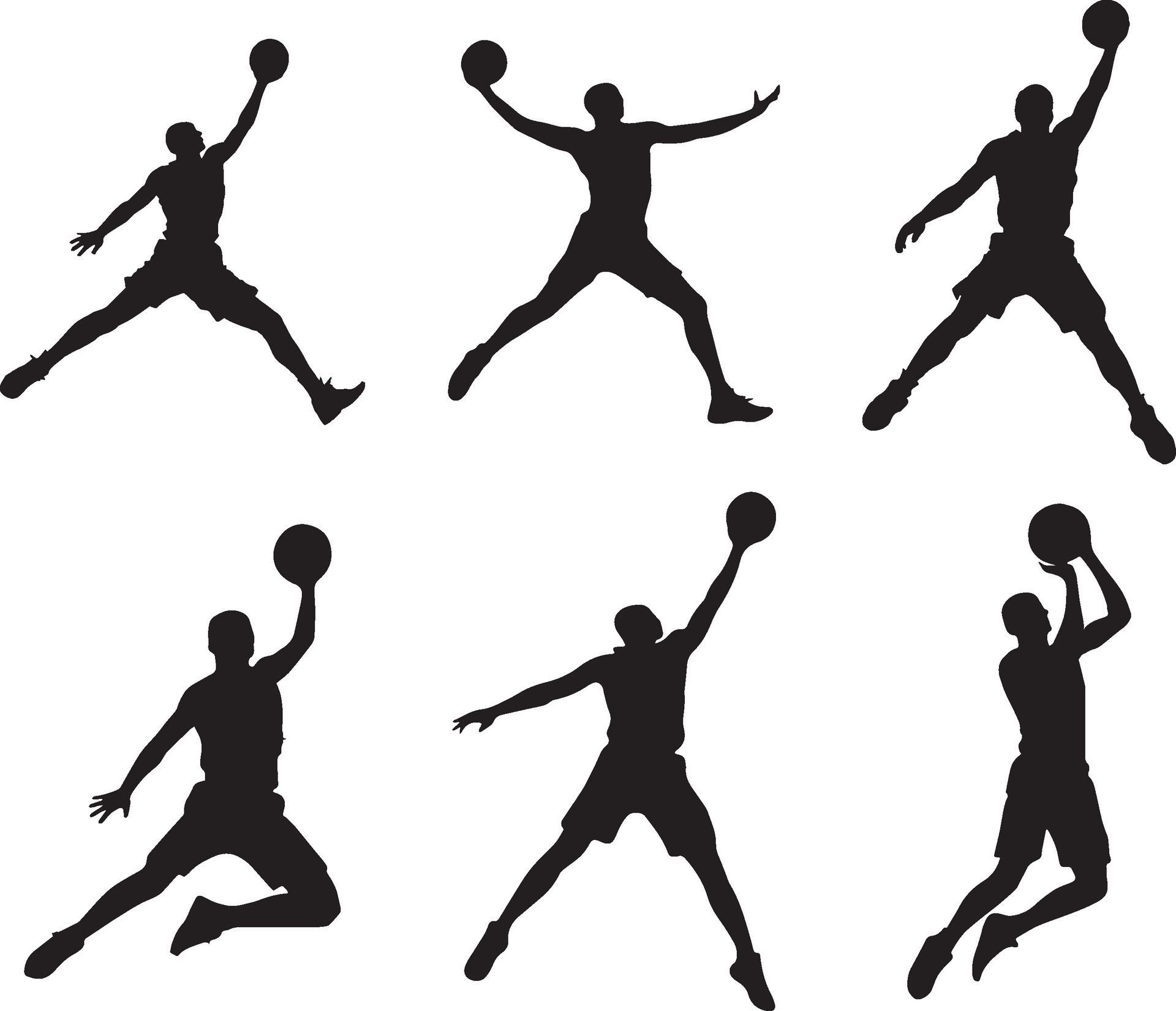 Dynamic Basketball Silhouettes in Motion Generated AI Free Vector