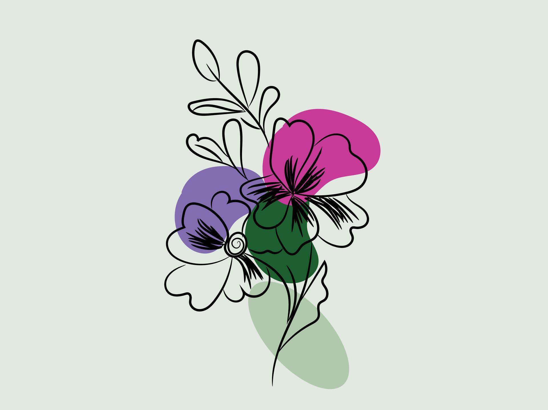 hand drawn flat design simple flower outline Stock Free