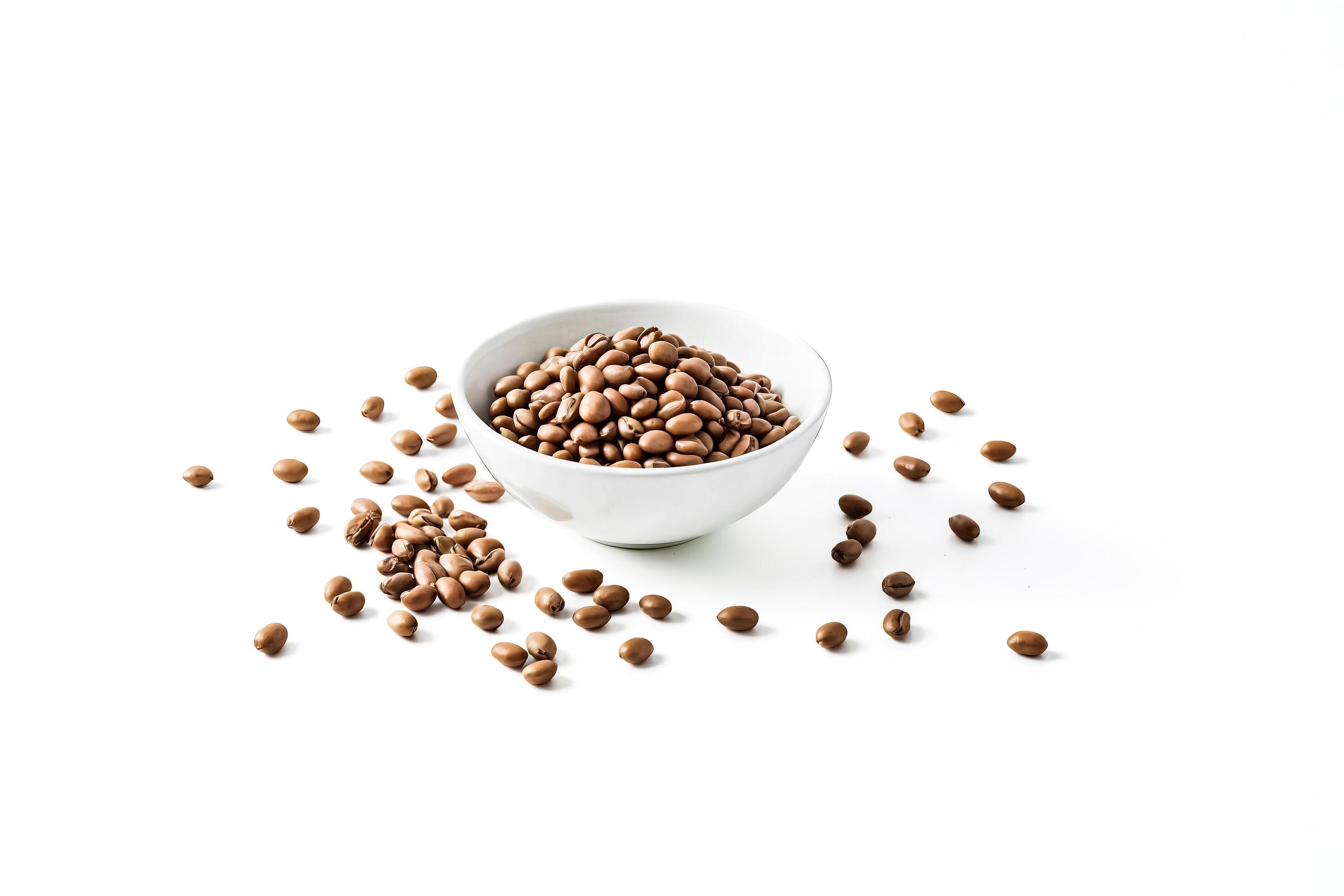 Close-up of a bowl of fava beans on a white background Stock Free