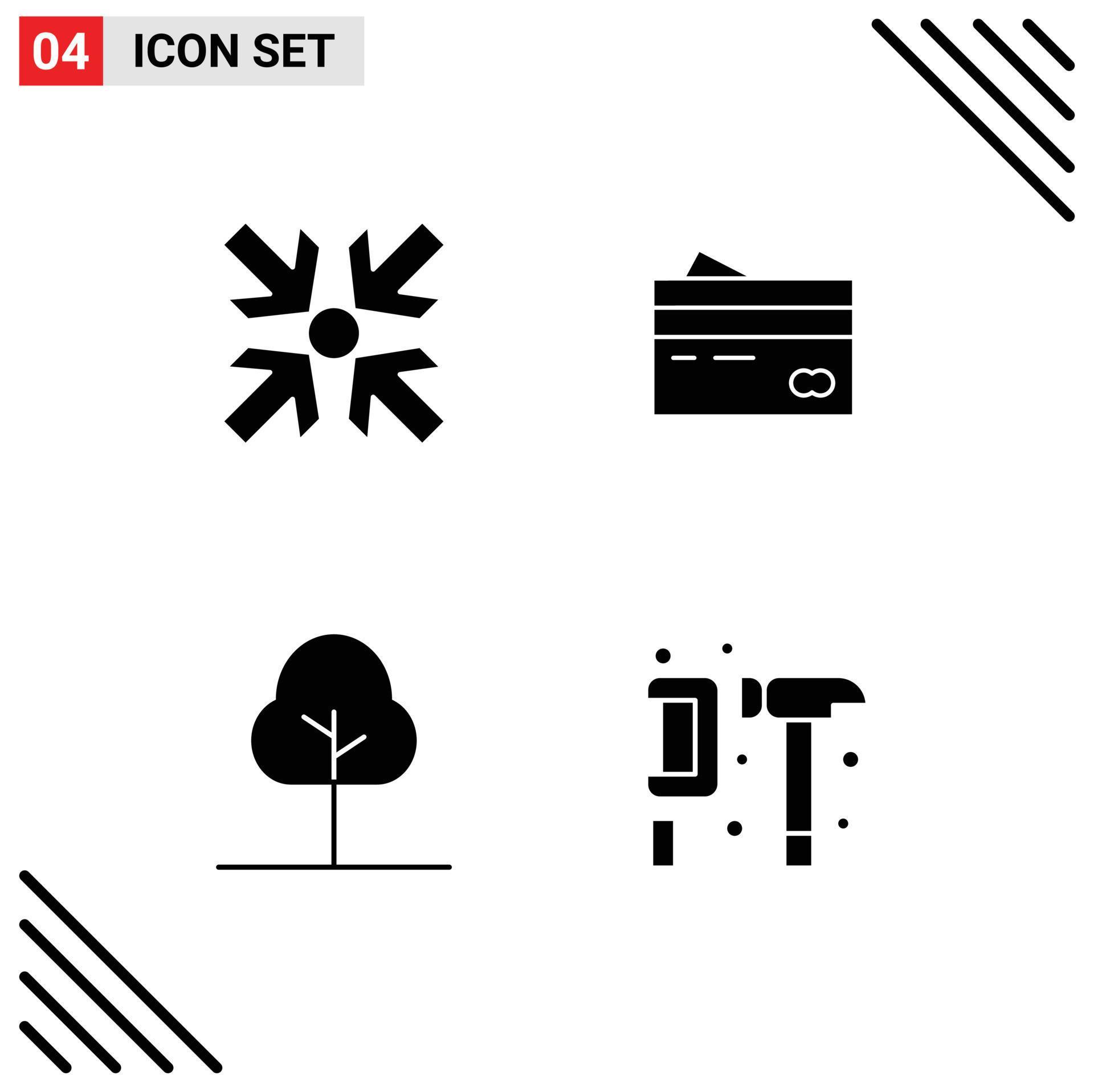 Group of 4 Solid Glyphs Signs and Symbols for arrows money creditcard cards tree Editable Vector Design Elements Stock Free