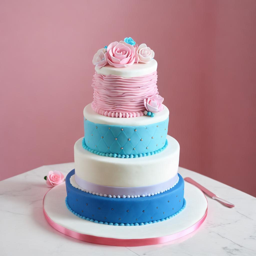 Two tier cake pink by @ai_generated