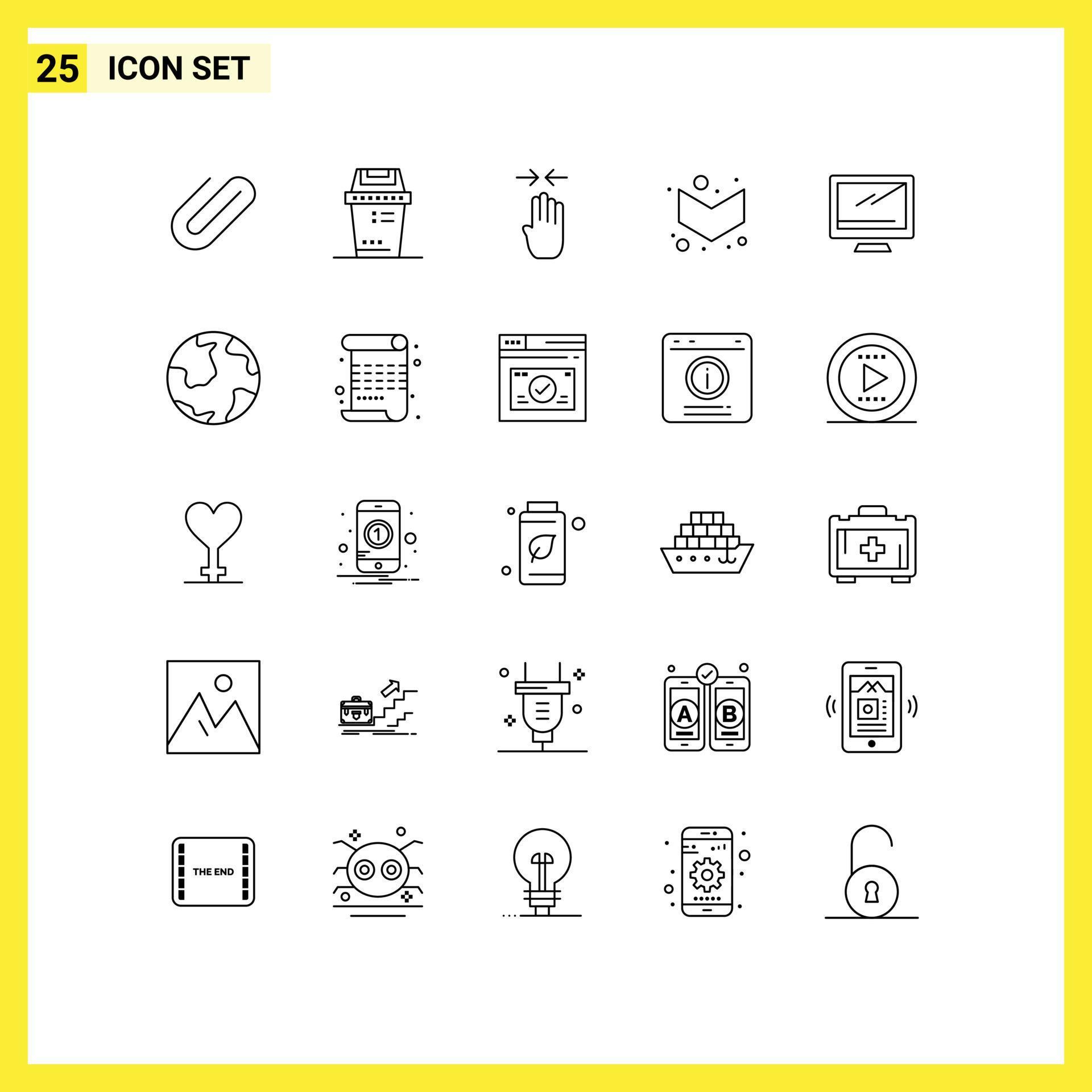 Line Pack of 25 Universal Symbols of device computer arrow full arrow Editable Vector Design Elements Stock Free