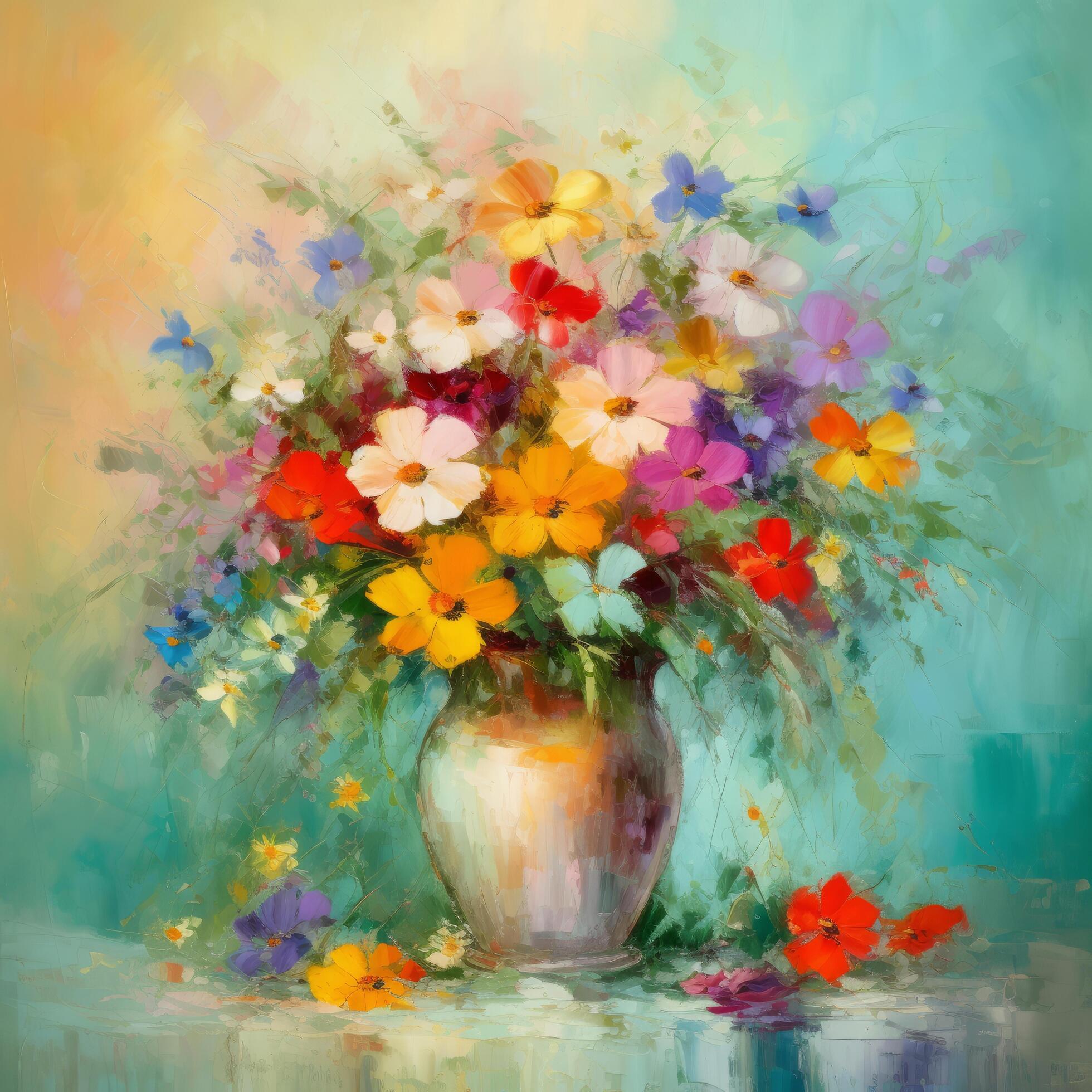 Impressionist painting flower bouquet. Illustration Stock Free