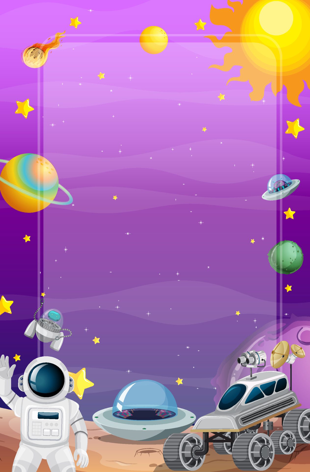 A banner outer space scence background Free Vector