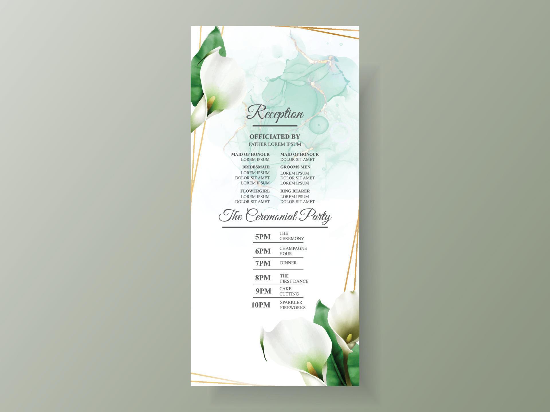 Cala of lily wedding invitation template Stock Free