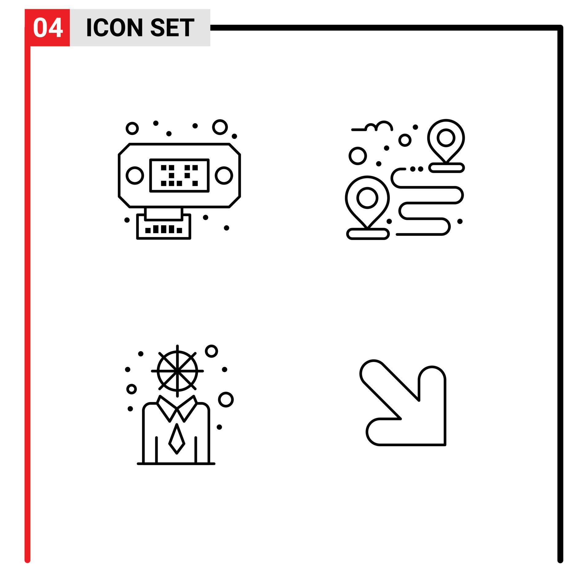 Set of 4 Modern UI Icons Symbols Signs for connection modern destination path arrow Editable Vector Design Elements Stock Free