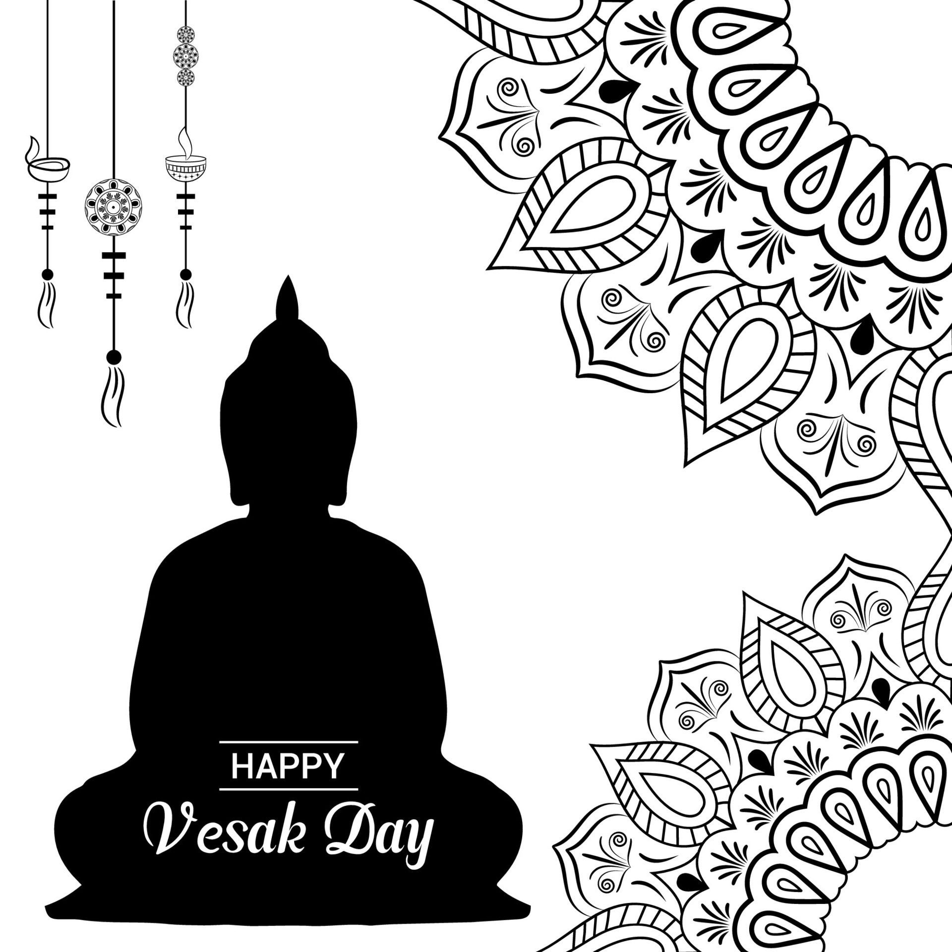 Flat vertical poster template for vesak day illustration festival celebration social media post and vesak day Banner Free Vector