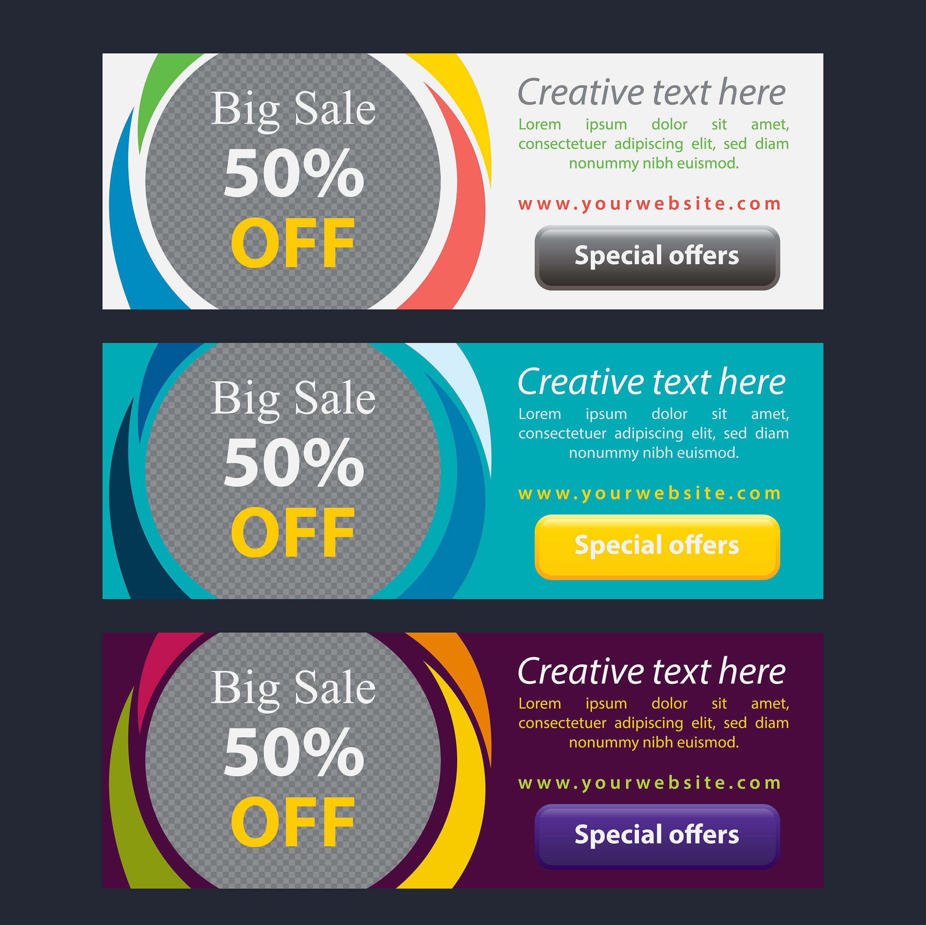 Colorful Sale Banner Collection Free Vector