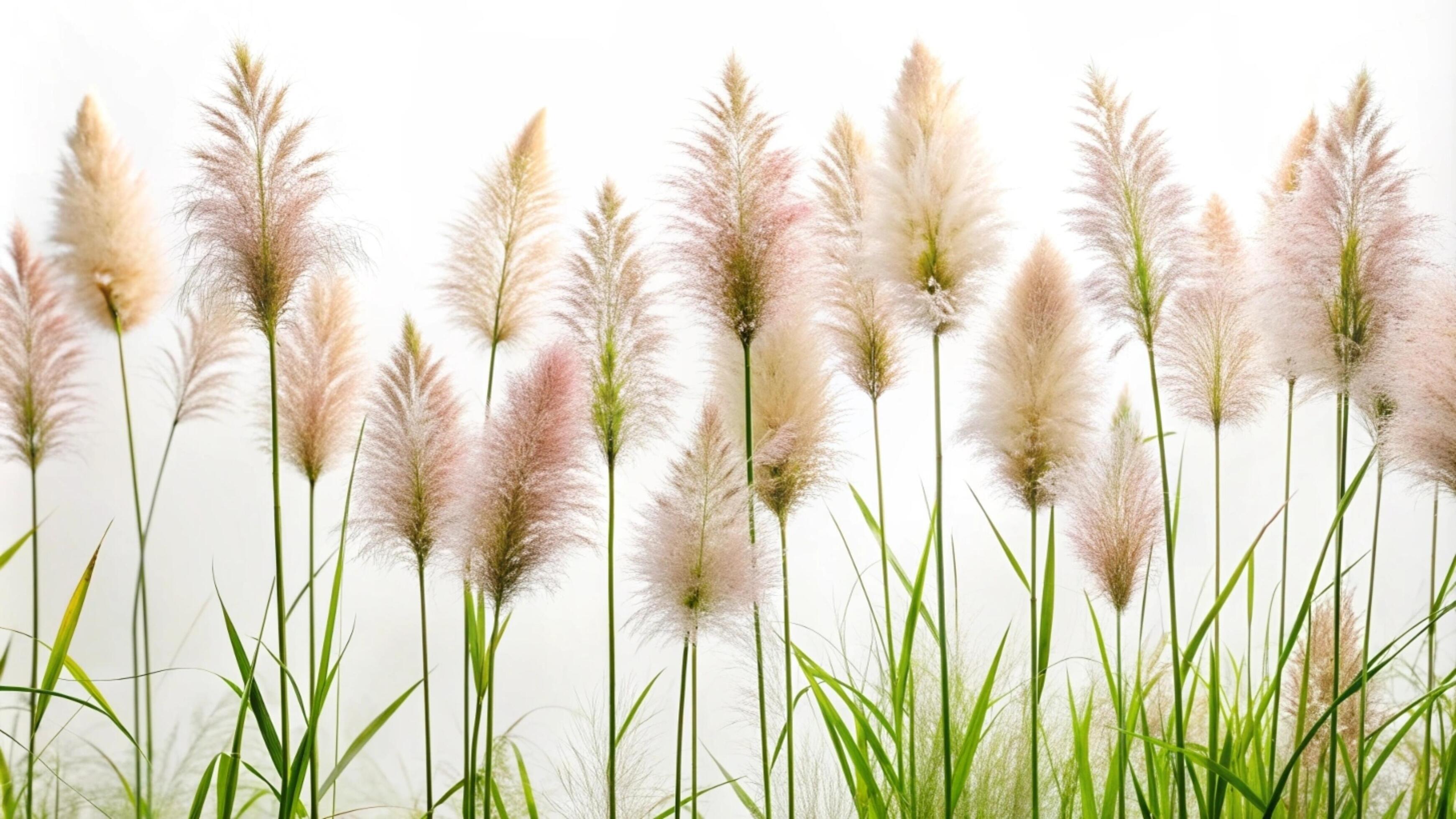 Blooming grass flowers on a white background. Stock Free