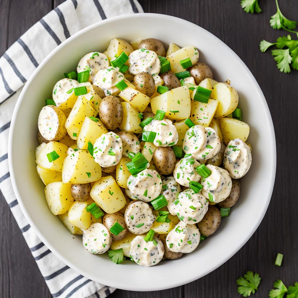 Potato salad bowl with by @ai_generated