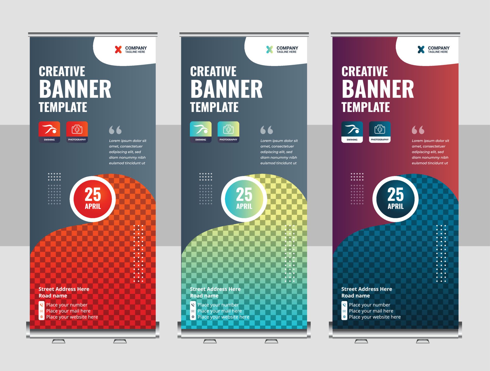 orporate business company rackcard, stand banner, and x banner design Free Vector and Free SVG