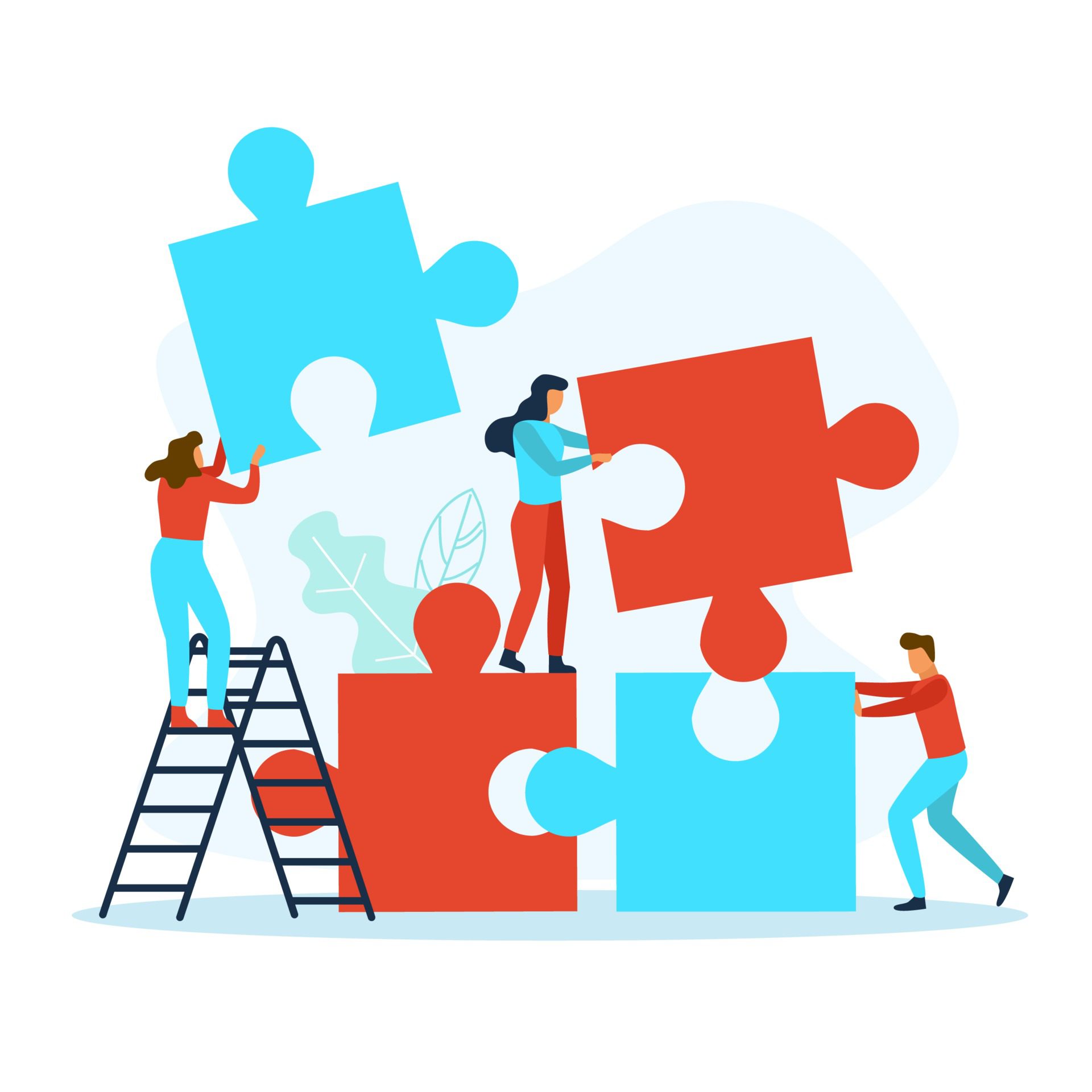 Business people with puzzle pieces Free Vector