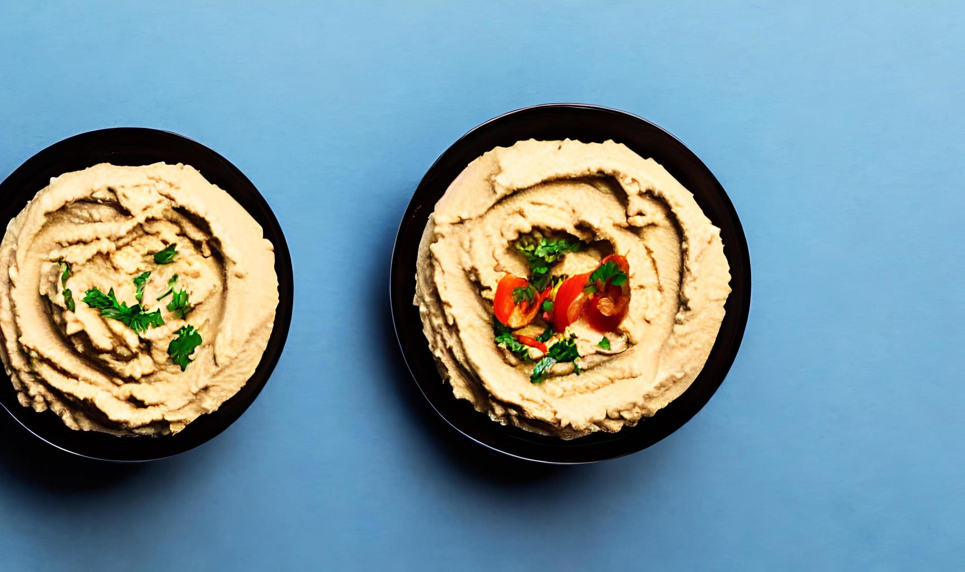 Healthy food. Traditional freshly made organic hummus. Stock Free