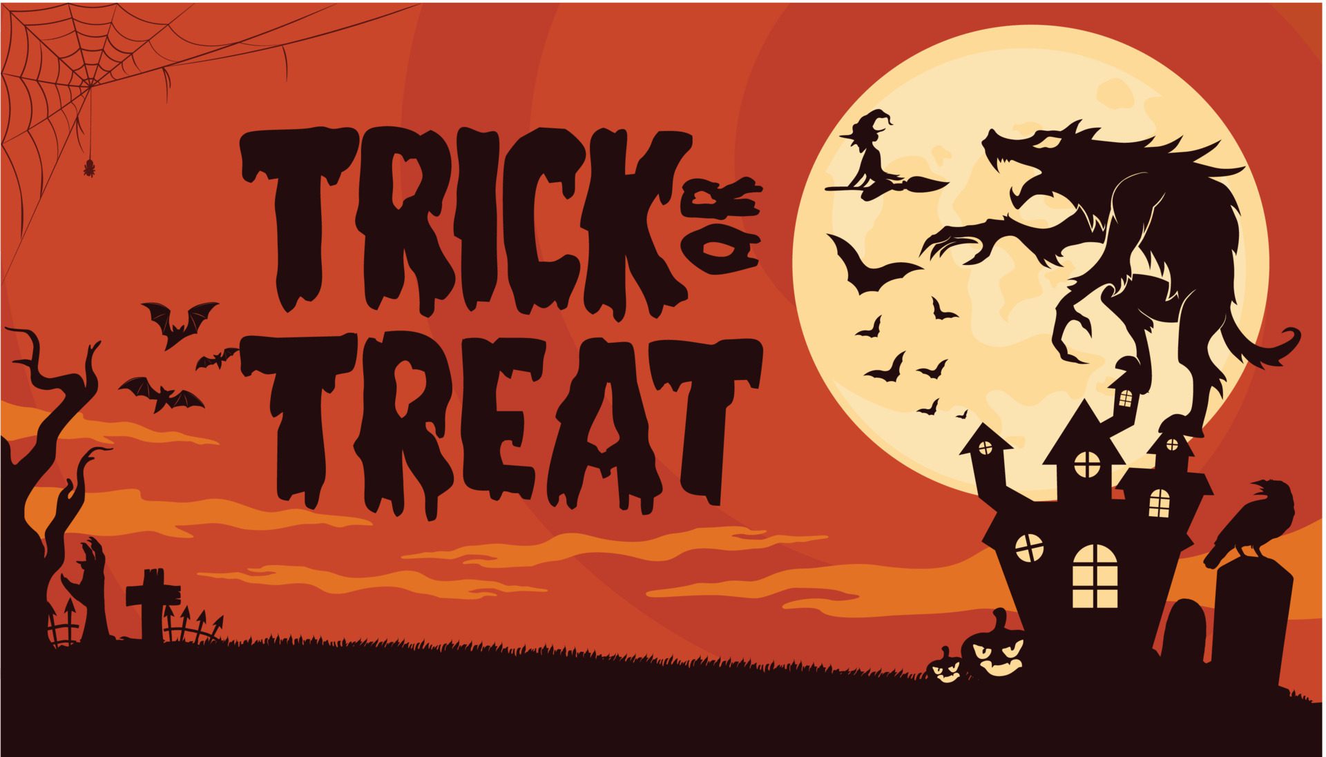 Night in Graveyard Halloween Banner Background Free Vector