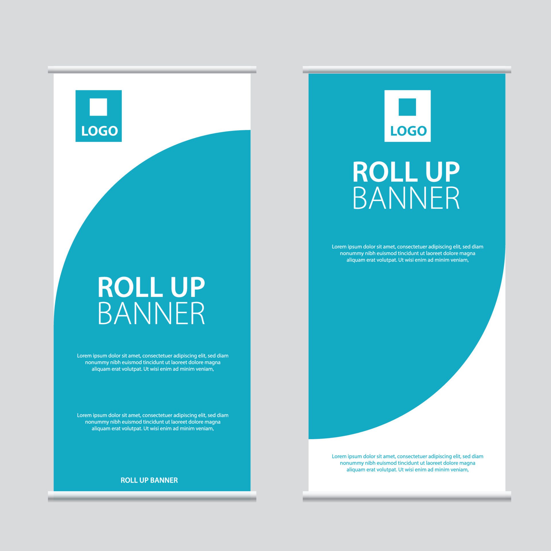 Roll Up Banner Vector, abstract geometric background, modern x-banner Design Free Vector