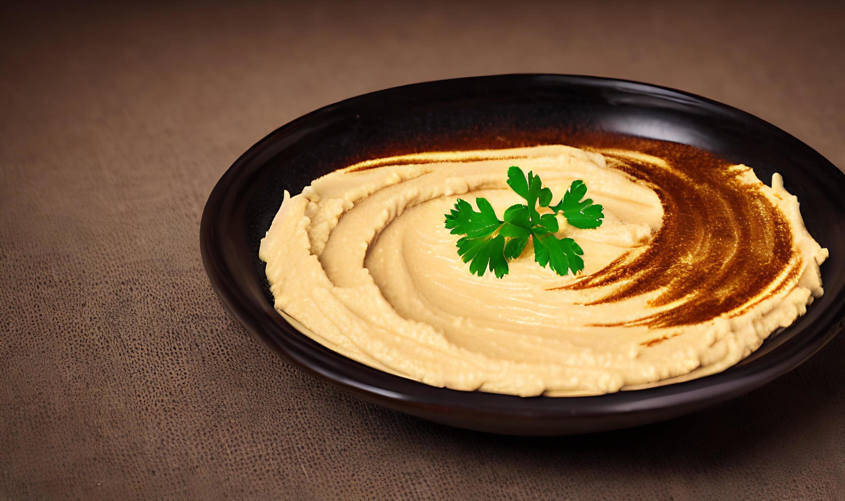 Healthy food. Traditional freshly made organic hummus. Stock Free