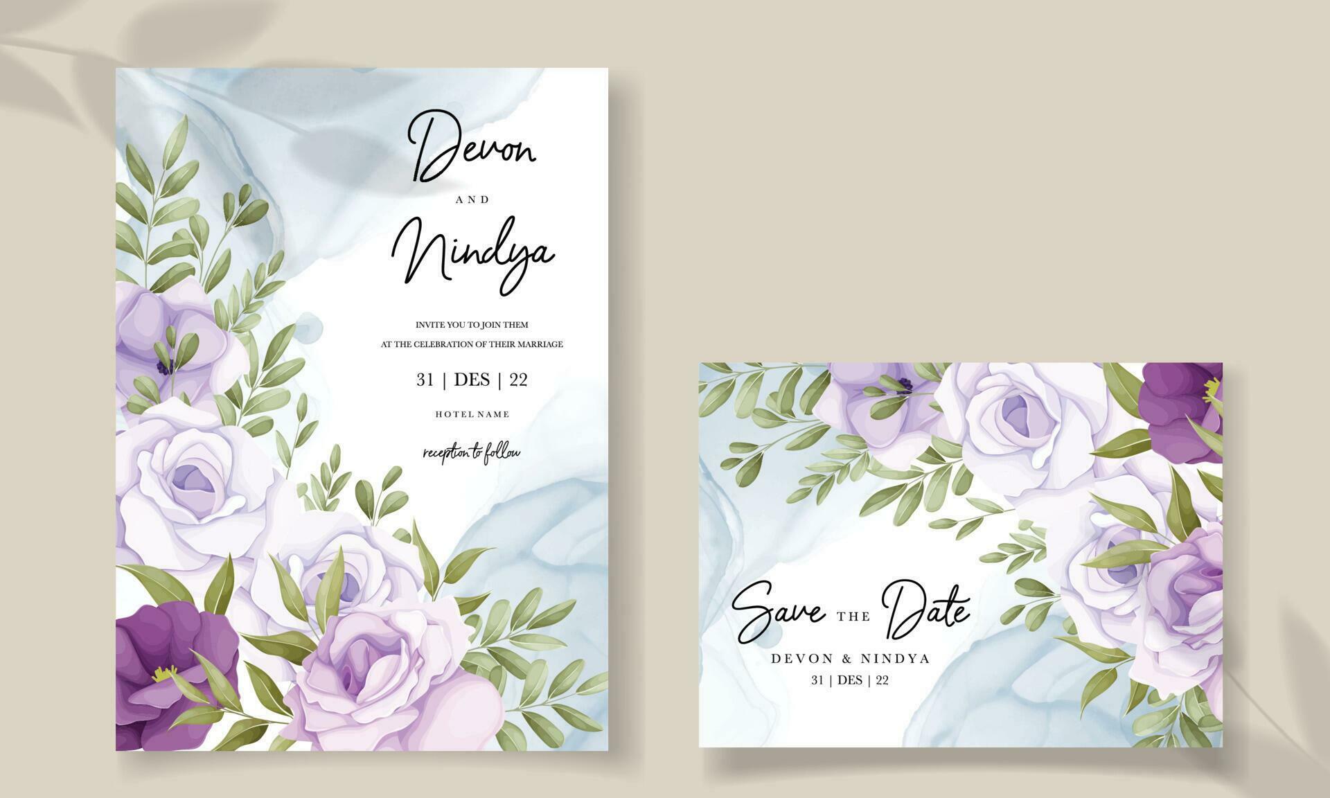 Elegant wedding invitation card with soft flower Stock Free