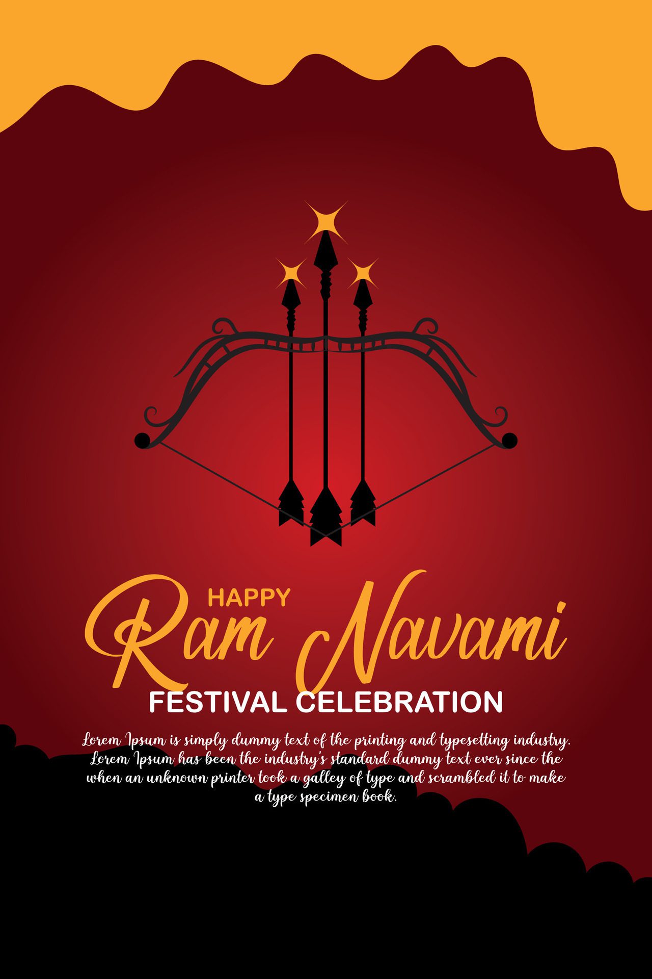 Happy Ram Navami cultural Banner Hindu festival vertical post wishes celebration card Ram Navami celebration background Free Vector