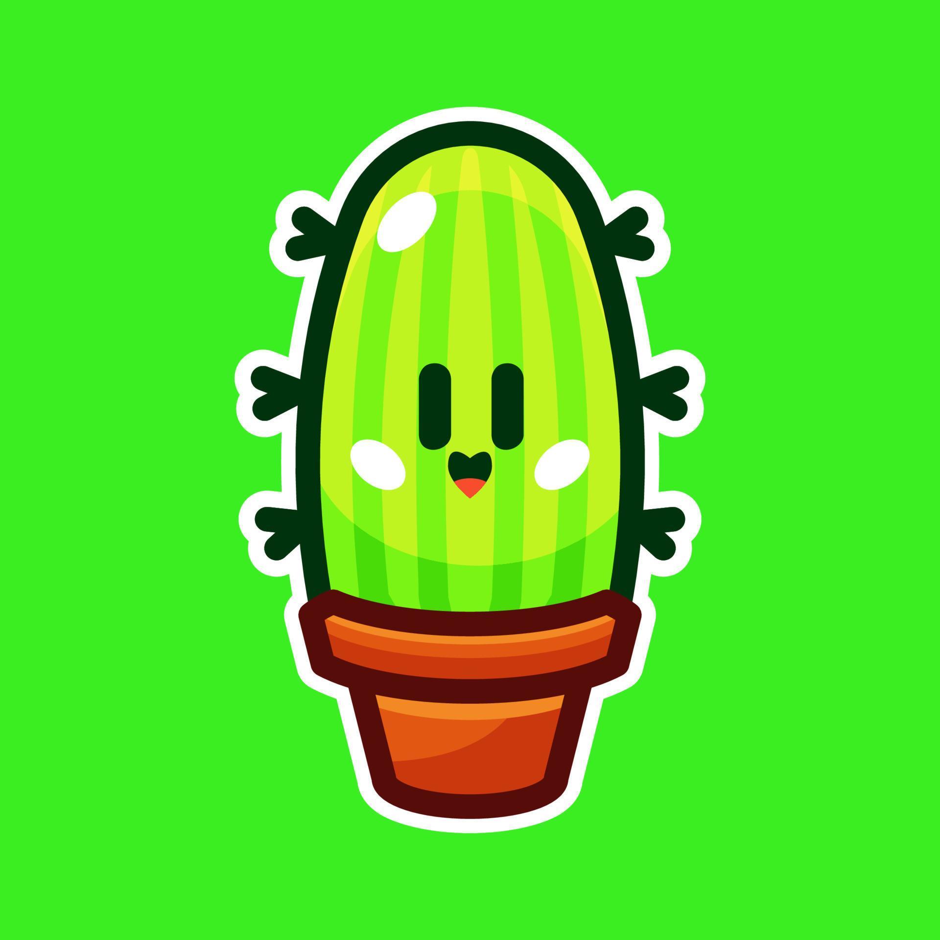 simple cactus cartoon illustration Stock Free