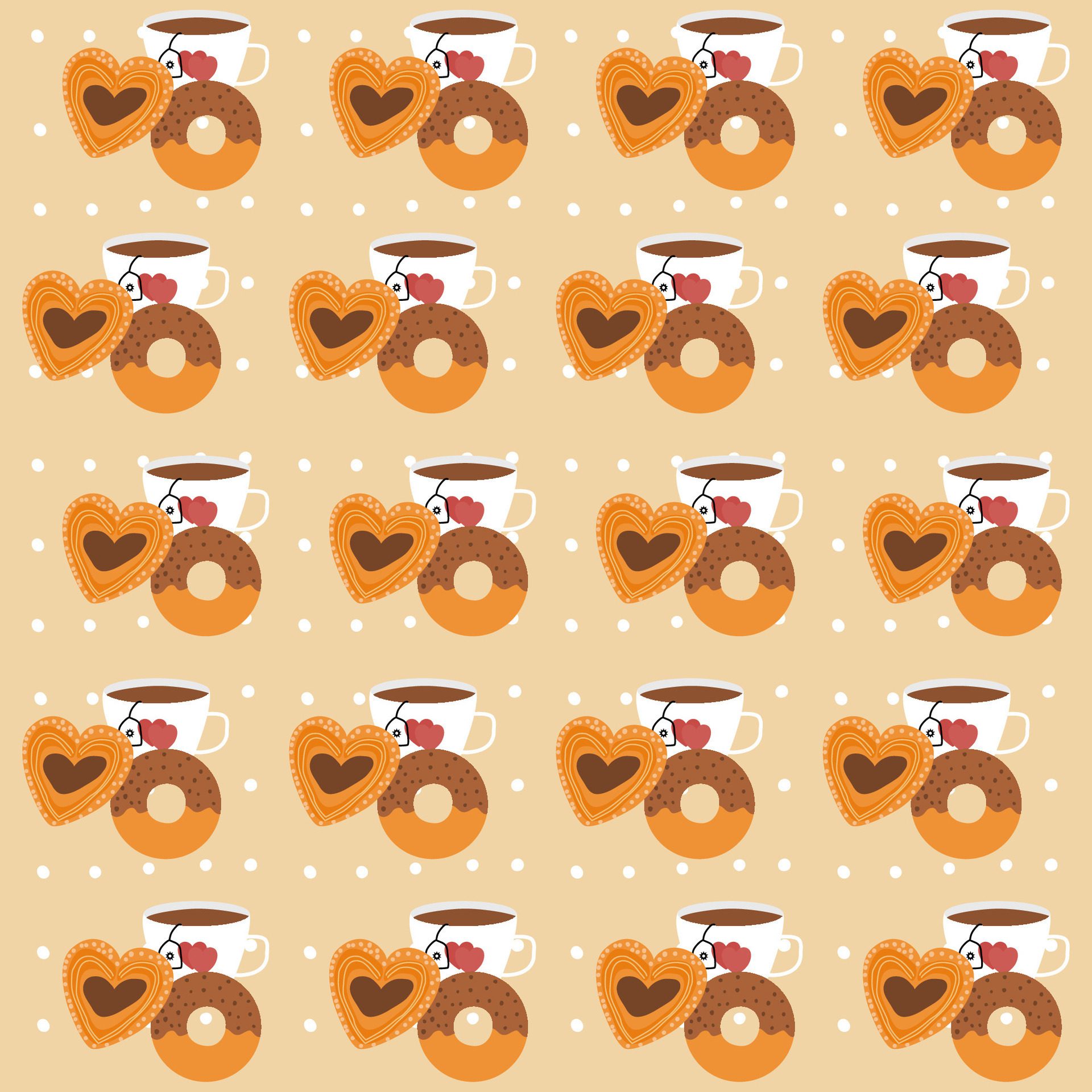 Pastry and coffee pattern. Breakfast pattern for wallpaper, surface design and fabric pattern Free Vector