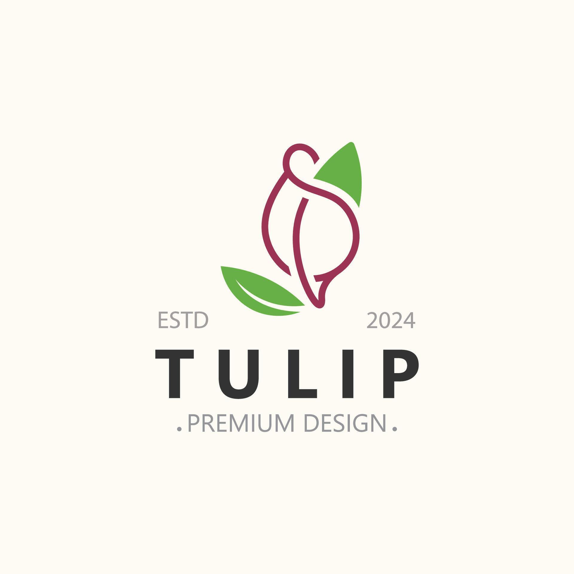 Tulip Flower logo with leaves design, suitable for fashion, beauty spa and boutique emblem business Stock Free