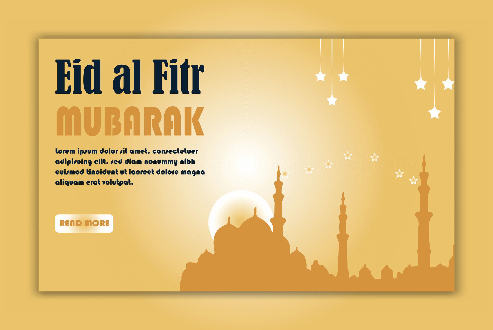 Eid al-Fitr horizontal banner template with Mosque Free Vector