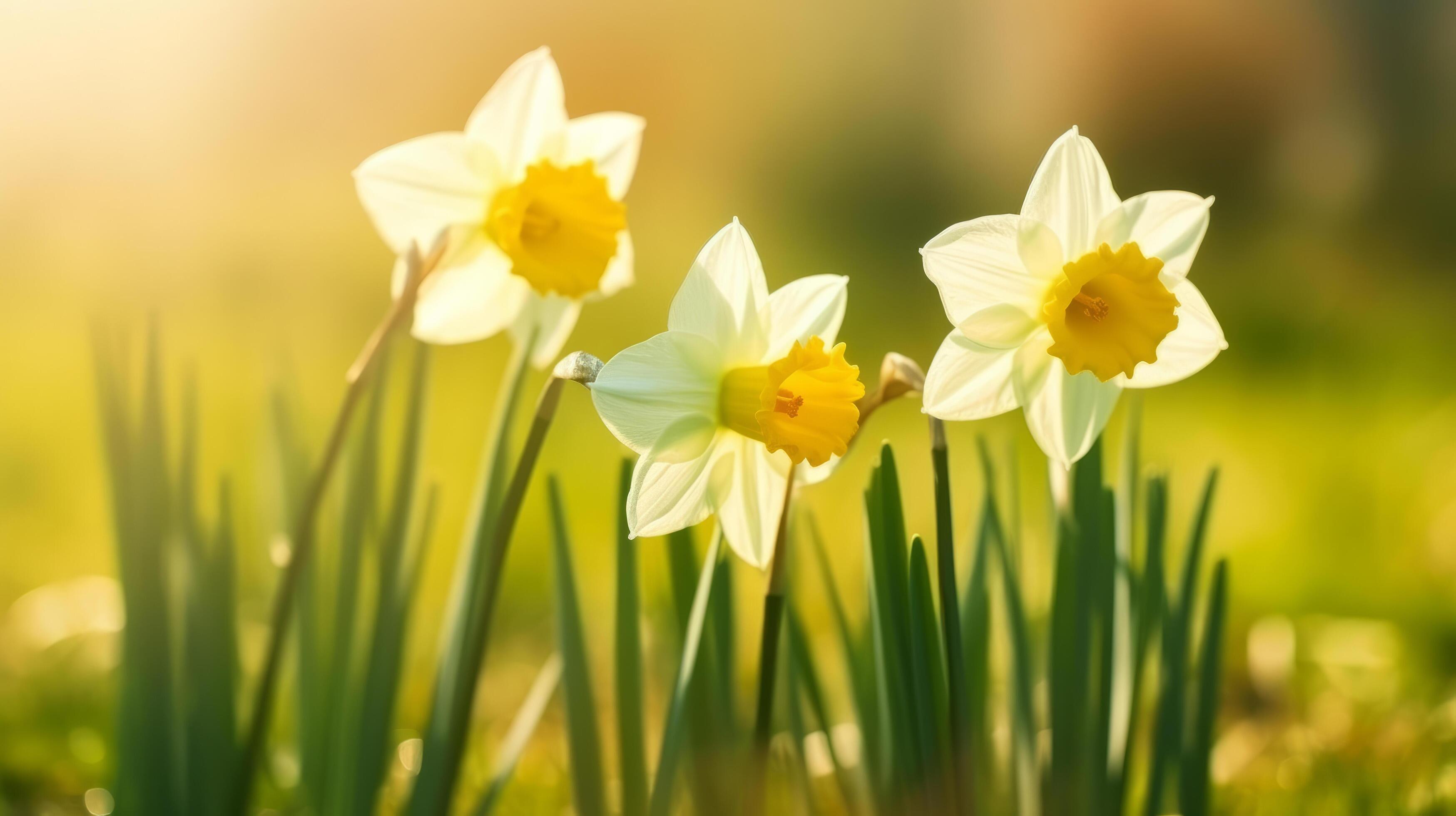 Daffodils flower background. Illustration Stock Free