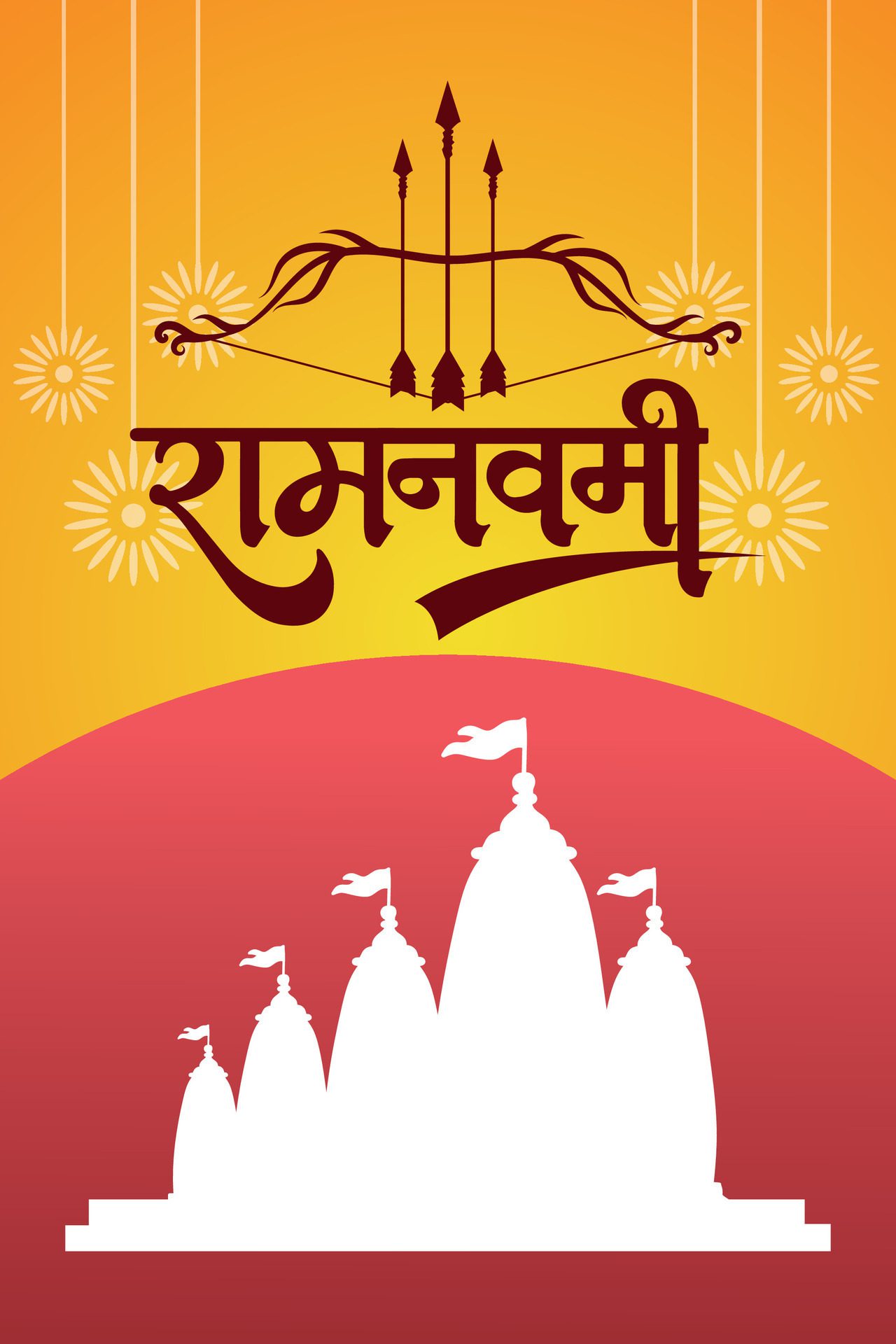 Happy Ram Navami cultural Banner Hindu festival vertical post wishes celebration card Ram Navami celebration background Free Vector