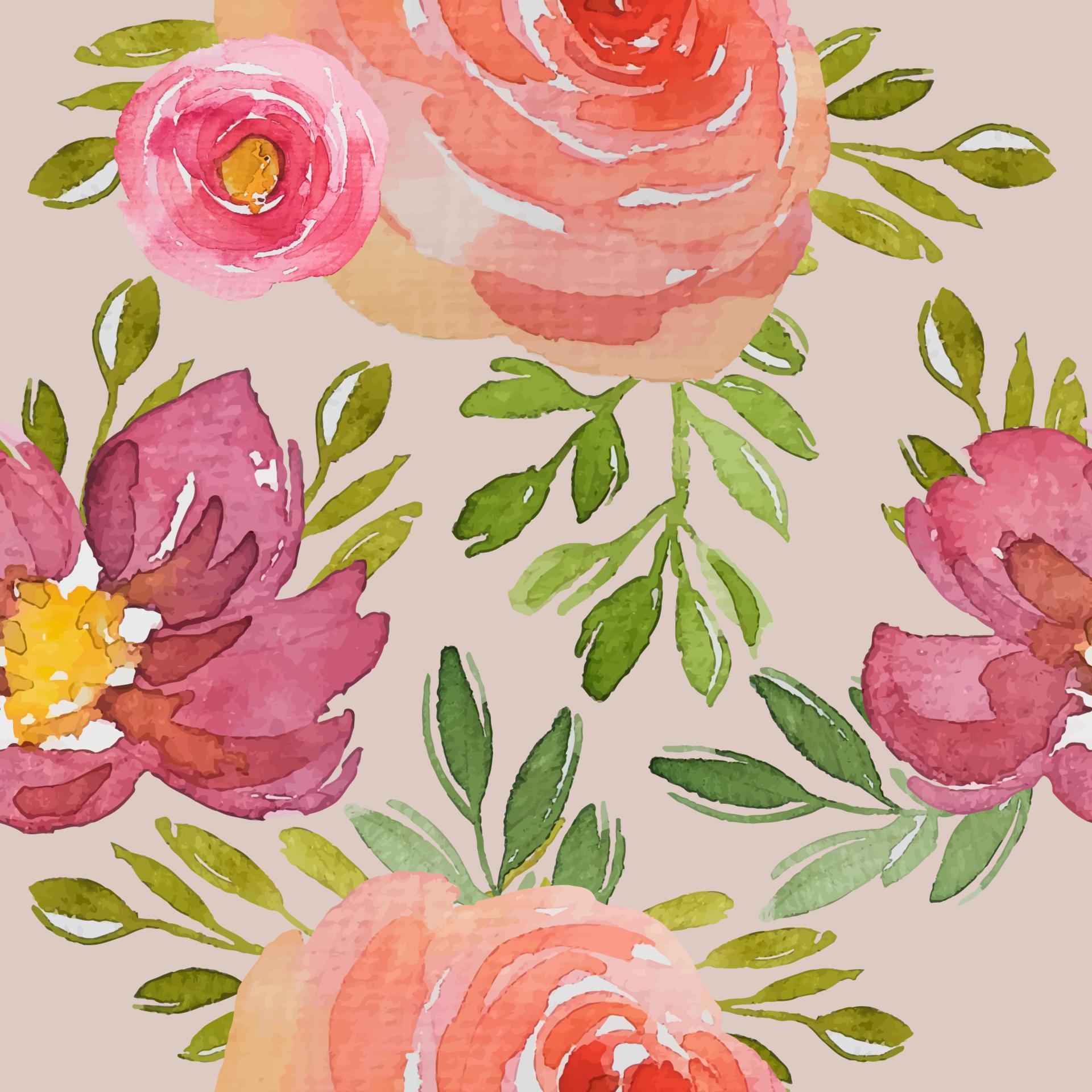 watercolor flower seamless pattern fabric Stock Free