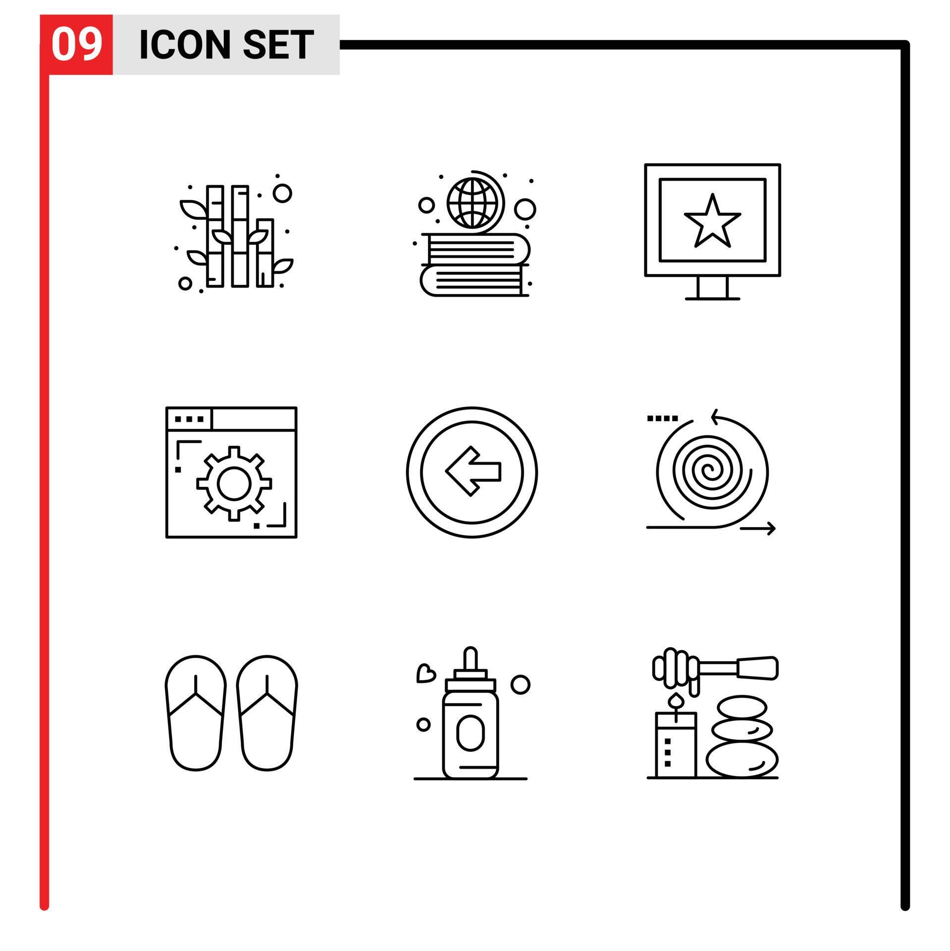 9 Creative Icons Modern Signs and Symbols of user interface button stars arrow setting Editable Vector Design Elements Stock Free