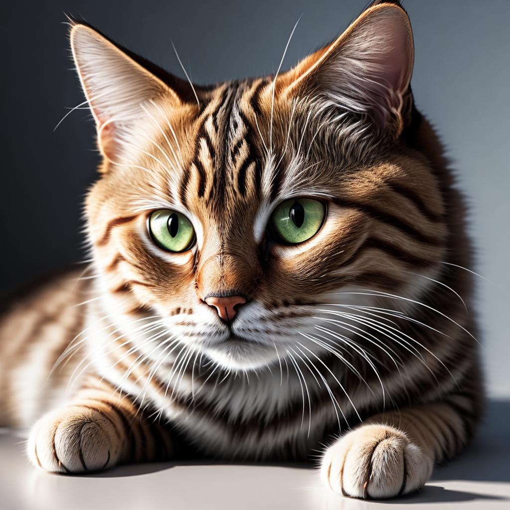 Gato Hyperrealism,Realistic lighting,Highly detailed,8k by @ai_generated