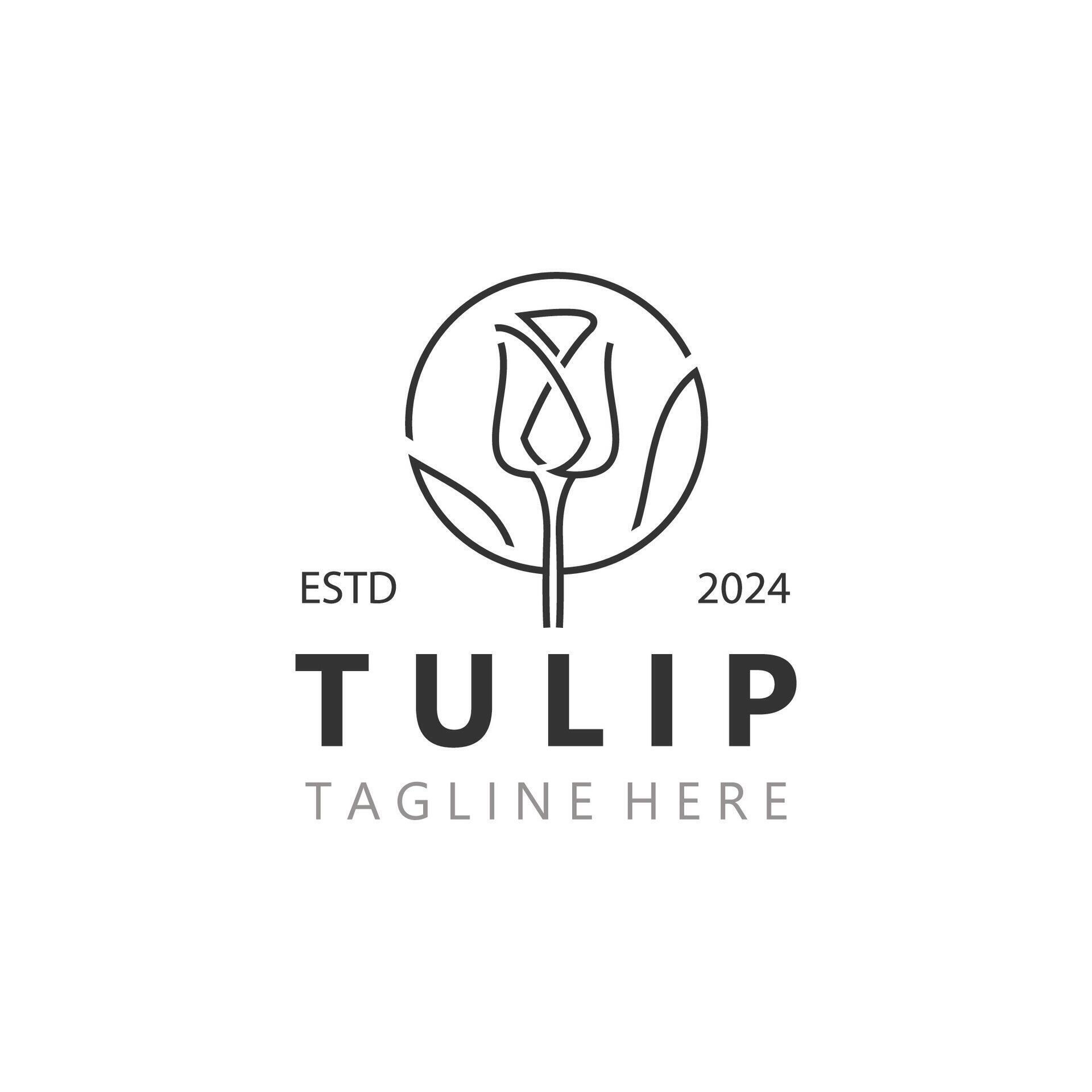 Tulip Flower logo with leaves design, suitable for fashion, beauty spa and boutique emblem business Stock Free