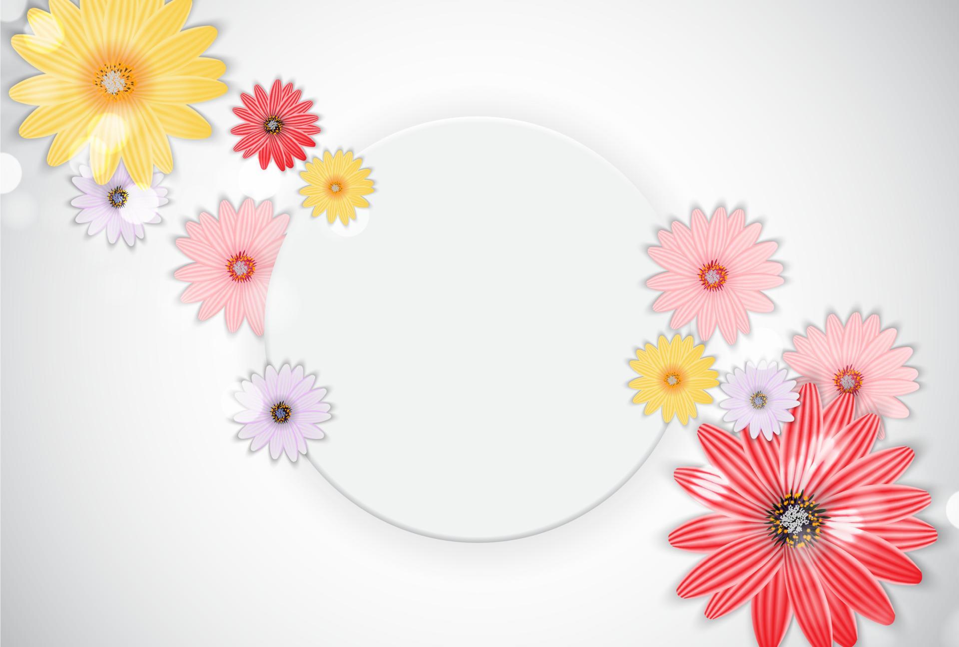 Cute Background with Frame and Flowers. Vector Illustration Stock Free