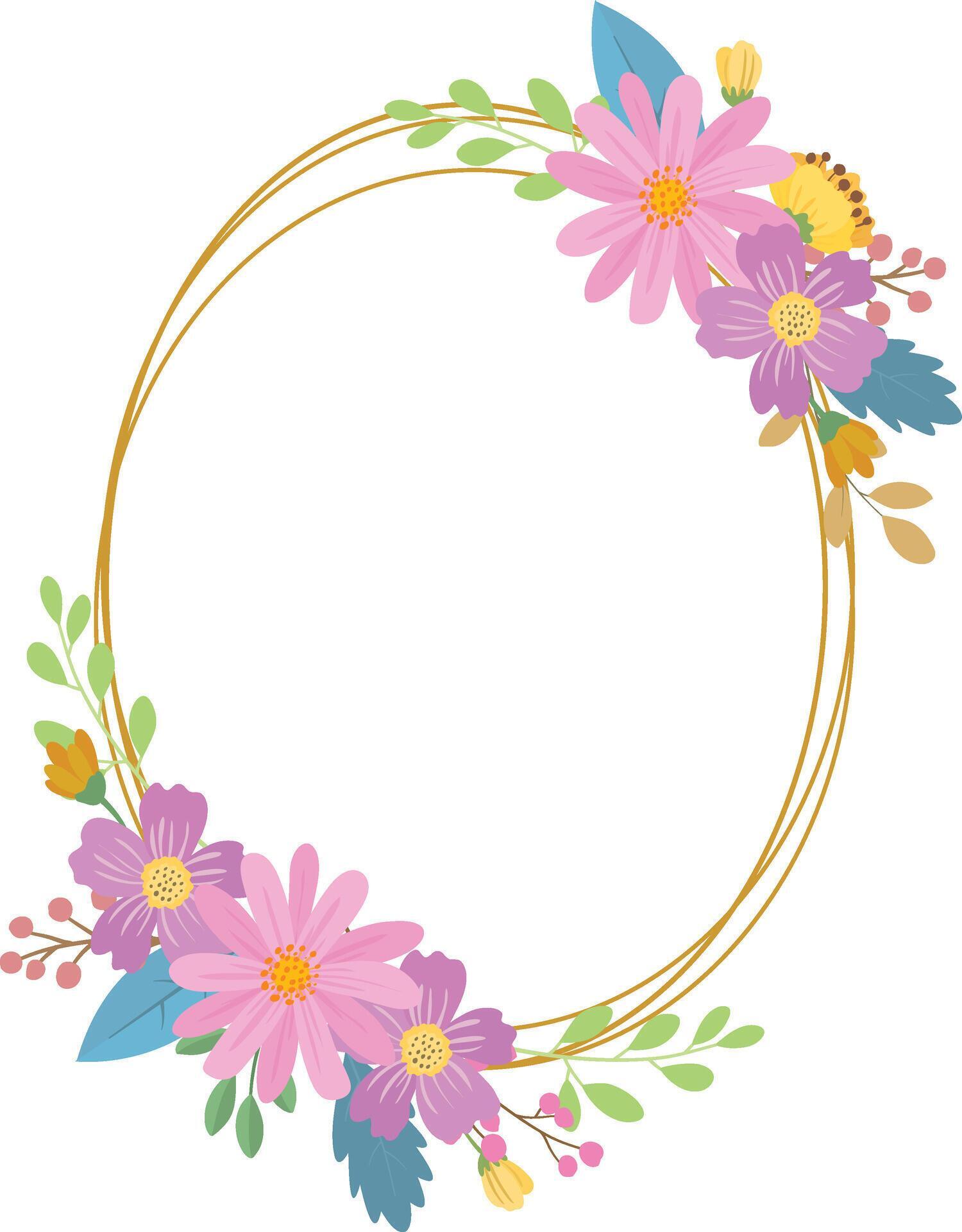 Wedding frame. with colorful flower bouquet, botanical template for card, invitation Stock Free