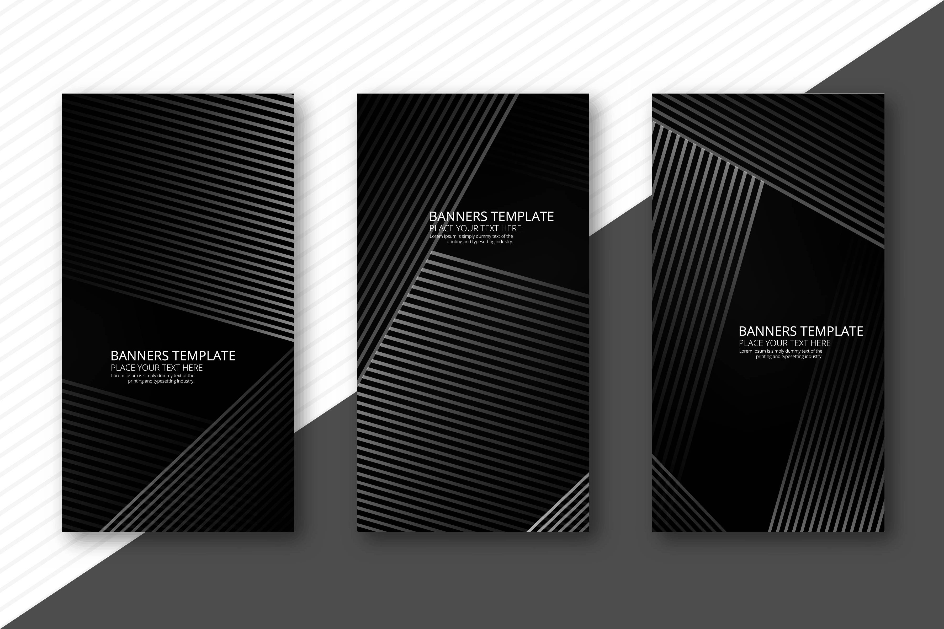 Abstract gray geometric banners set vector Free Vector