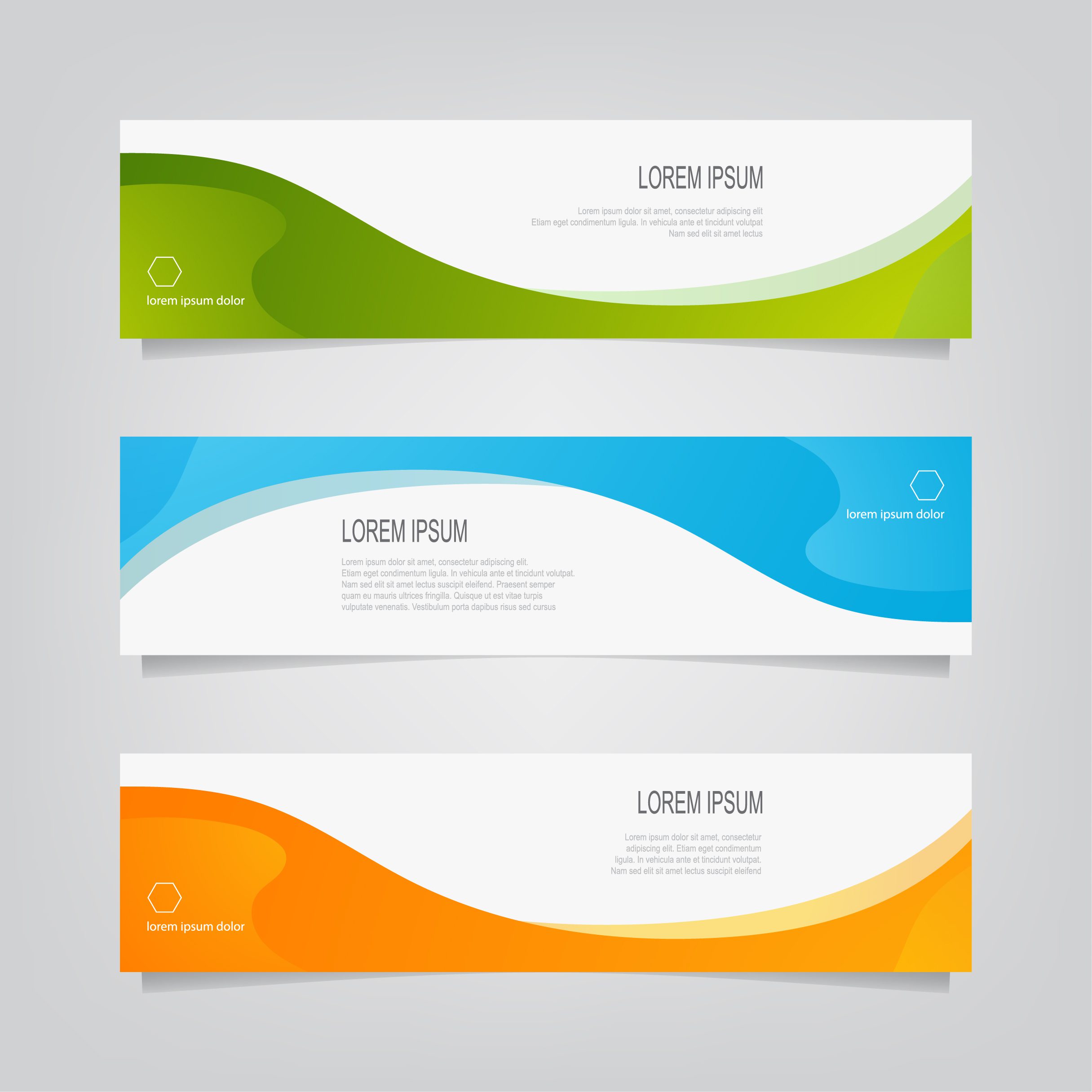 Set of Colorful Undulating Line Banners Free Vector