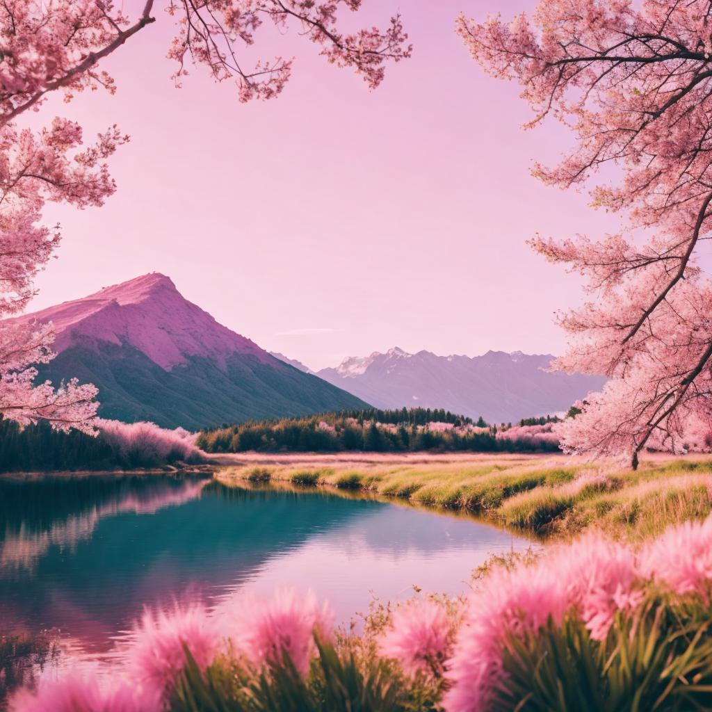 Pastel pink background Nature by @ai_generated