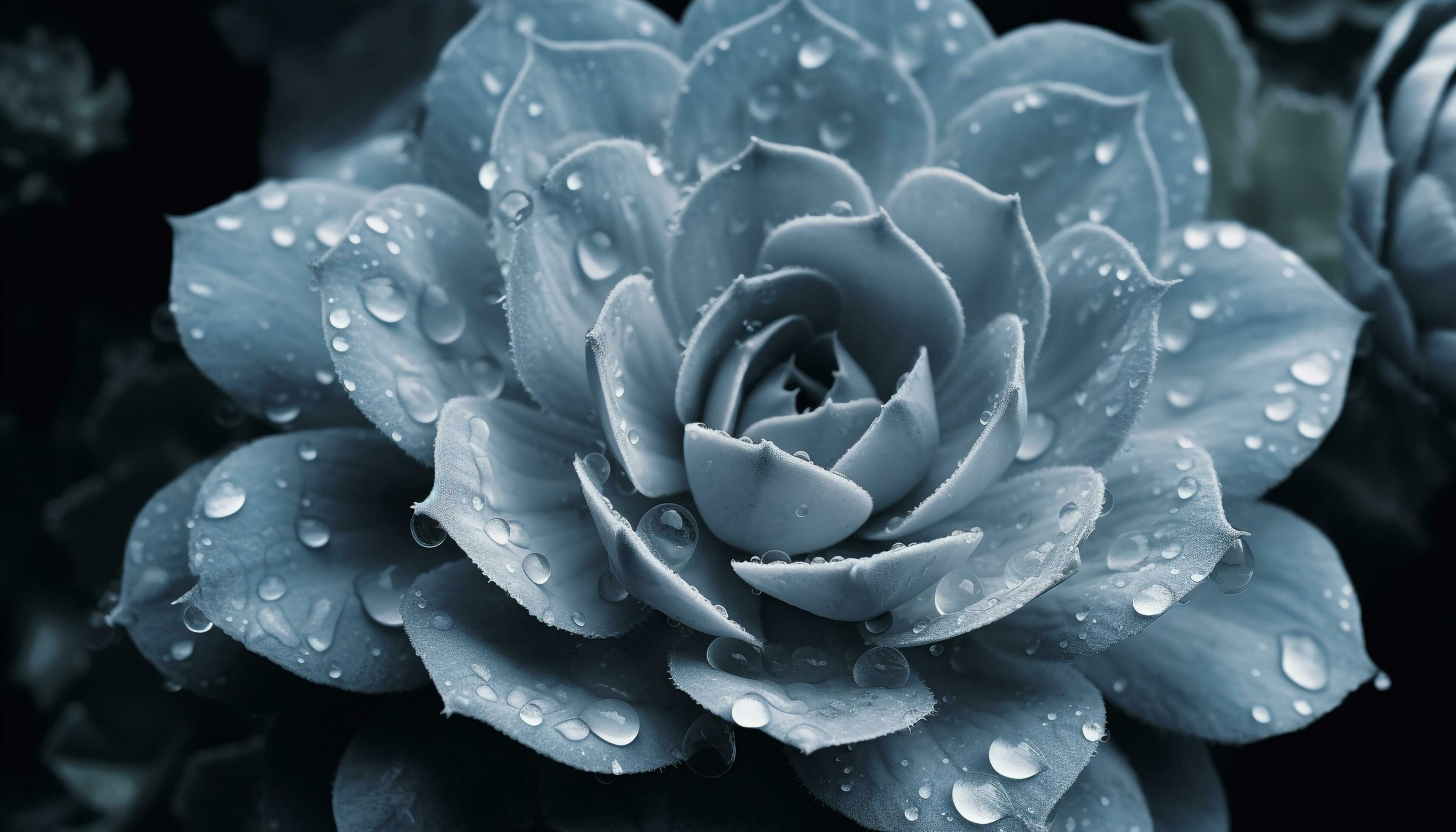 exotic gray flower with water drops nature scene generated by AI Stock Free