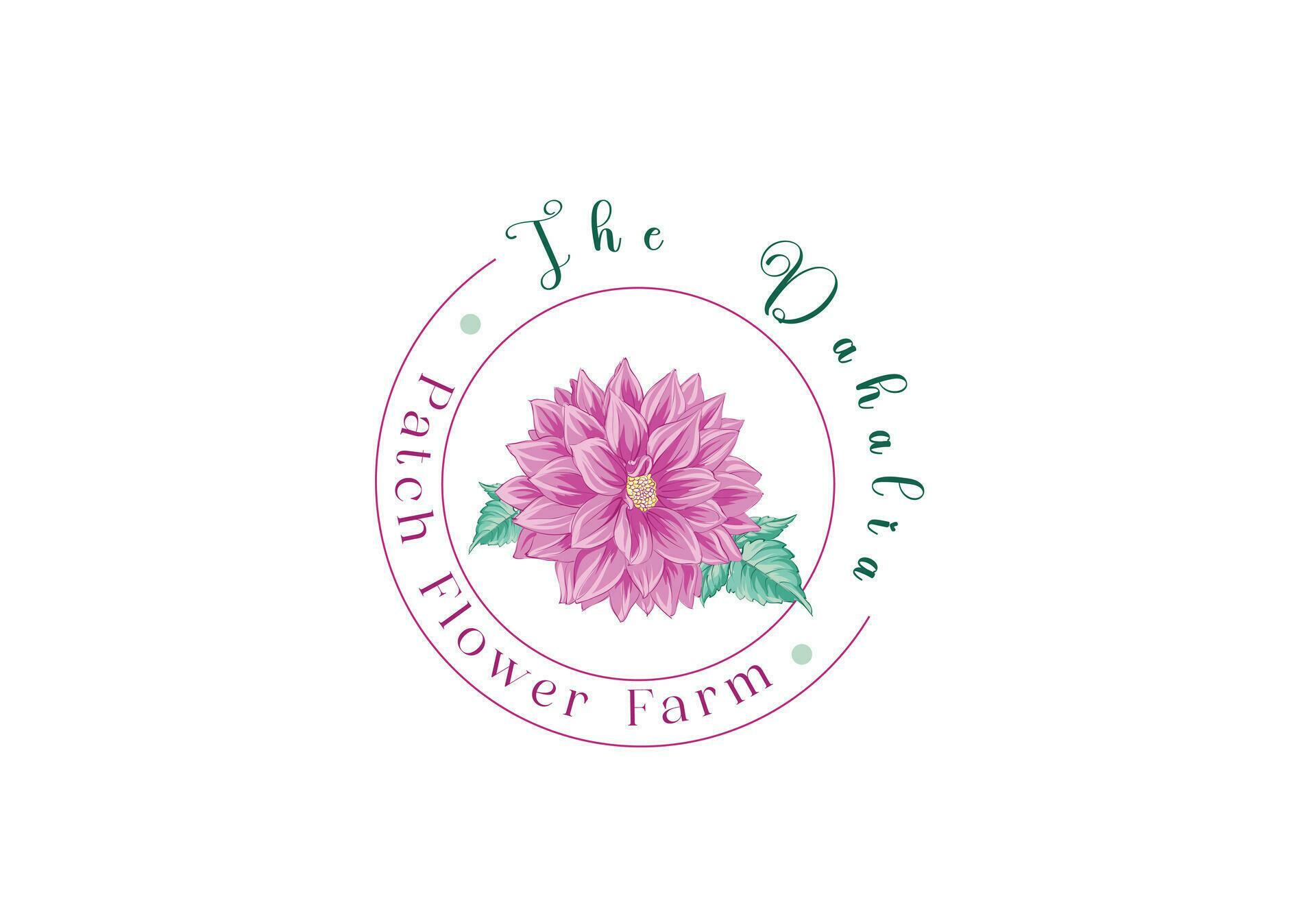 Dahlia flower vector logo vintage flower logo Stock Free