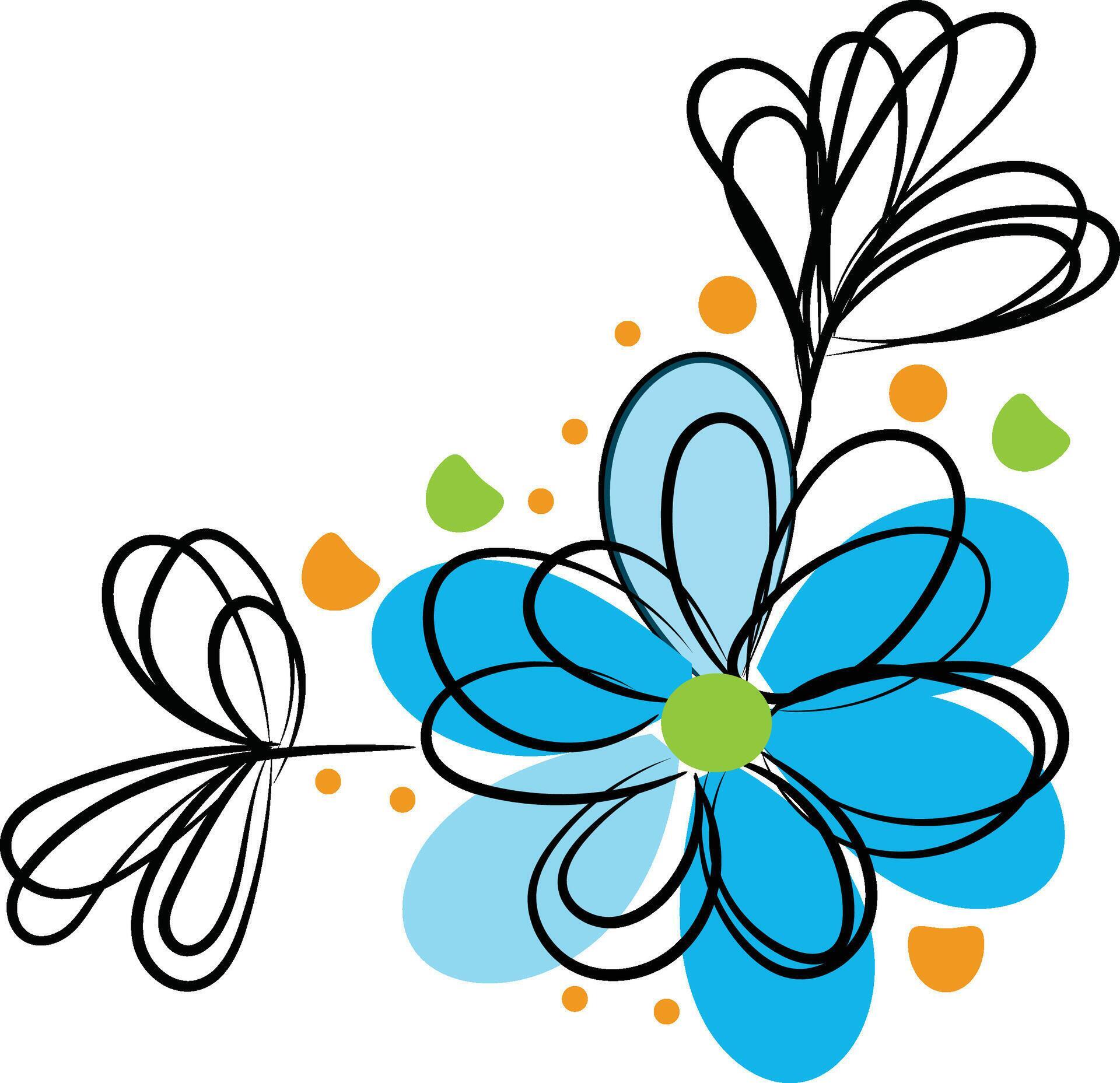 Hand drawn flat design simple flower outline Stock Free