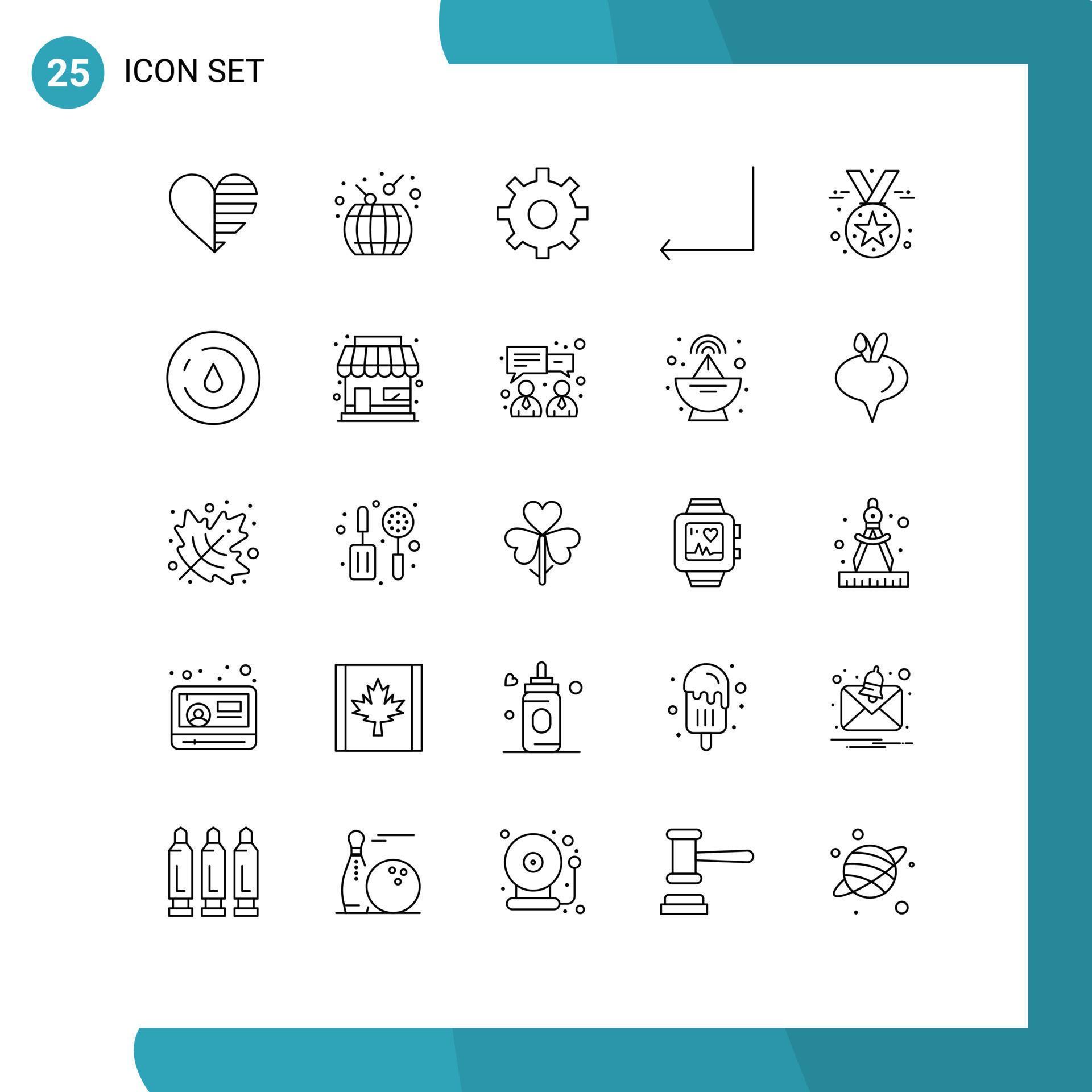 Set of 25 Modern UI Icons Symbols Signs for star award drum enter arrow Editable Vector Design Elements Stock Free