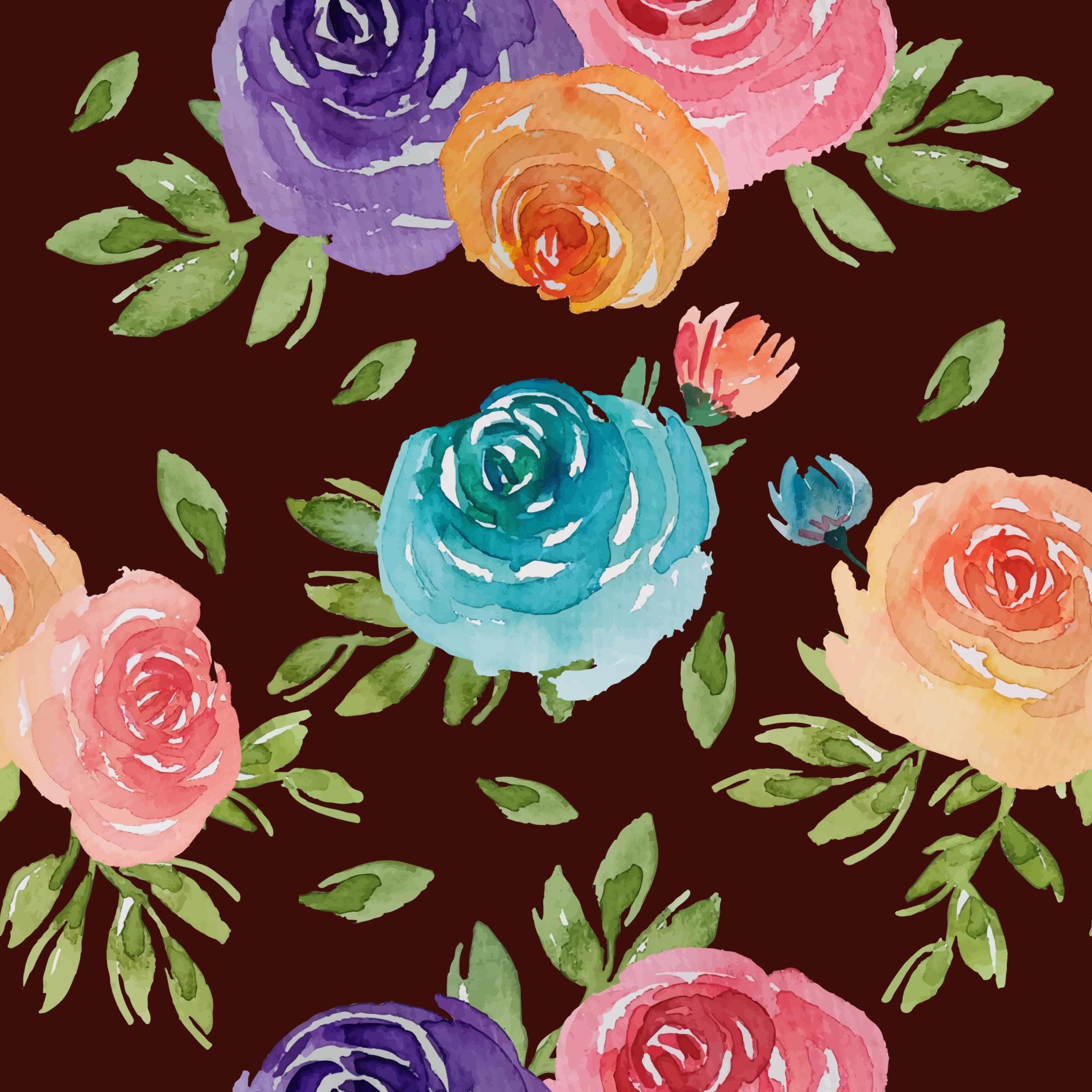 watercolor flower seamless pattern fabric Stock Free