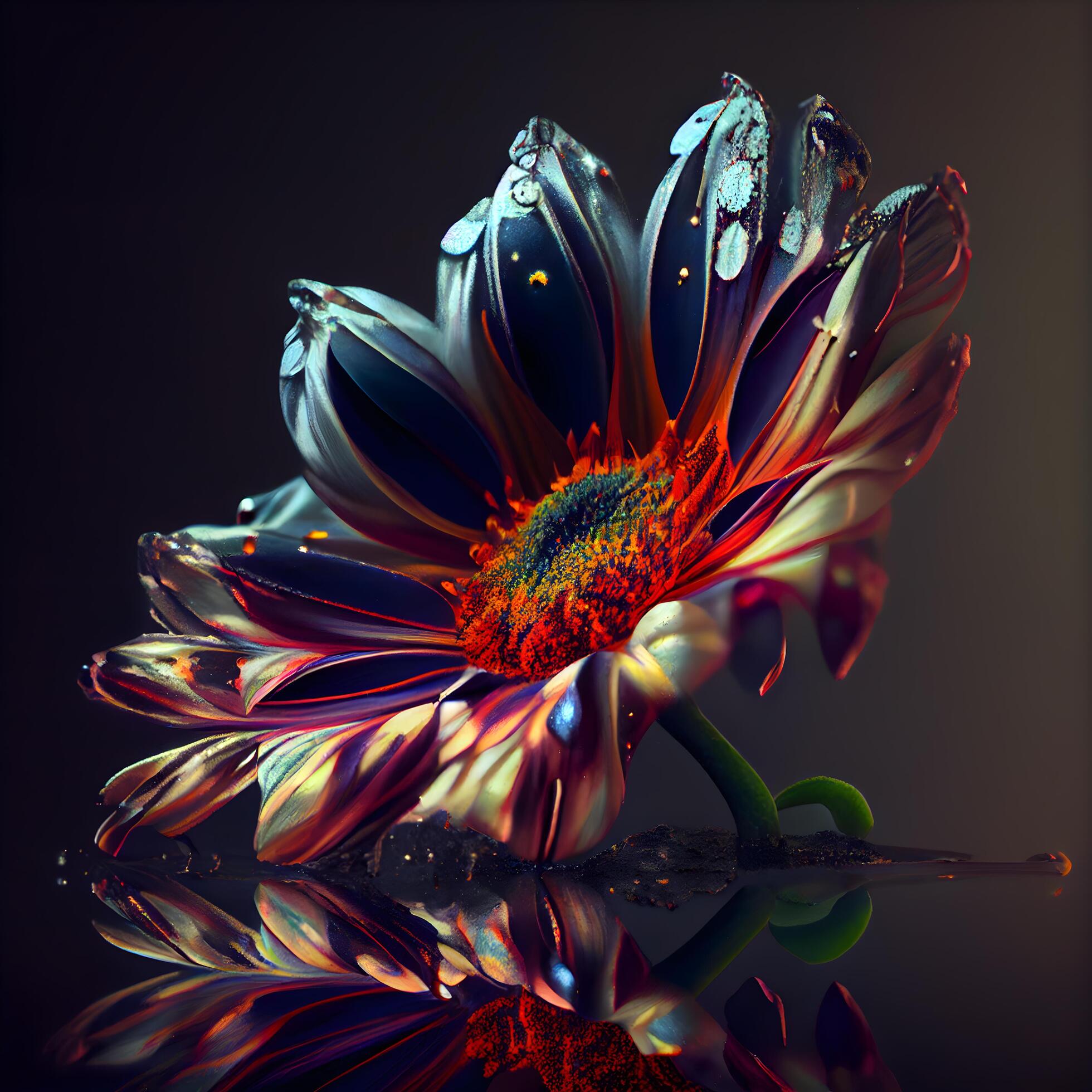 Beautiful flower on a dark background. 3d rendering, 3d illustration., Image Stock Free