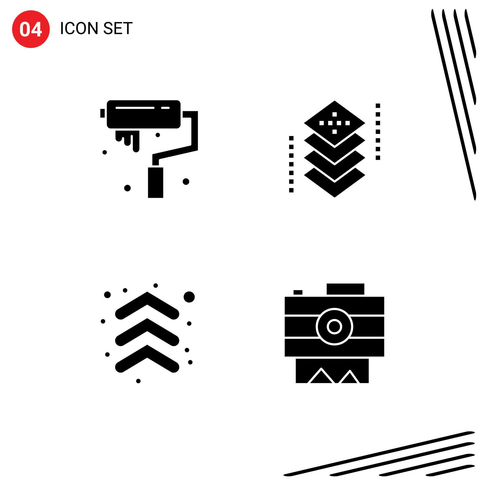 Solid Glyph Pack of 4 Universal Symbols of art arrow roller development up Editable Vector Design Elements Stock Free