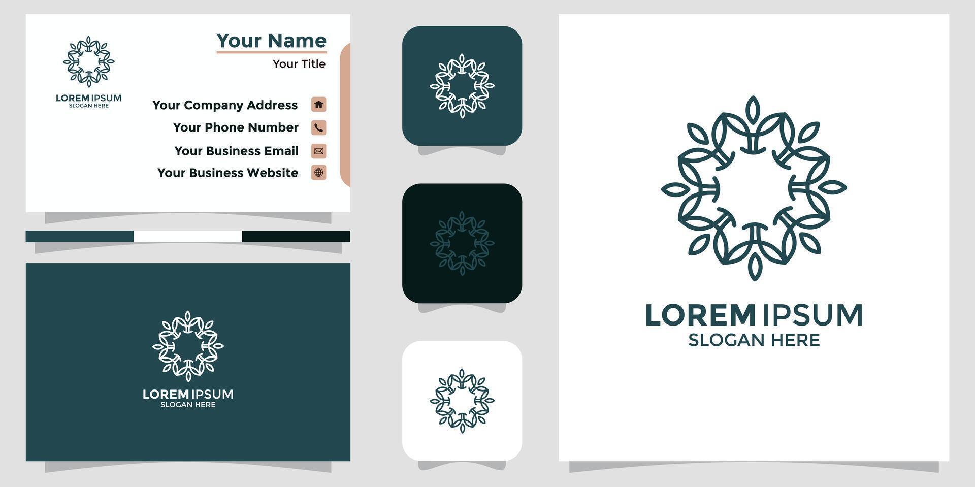 
									Abstract elegant flower logo icon and business card Stock Free