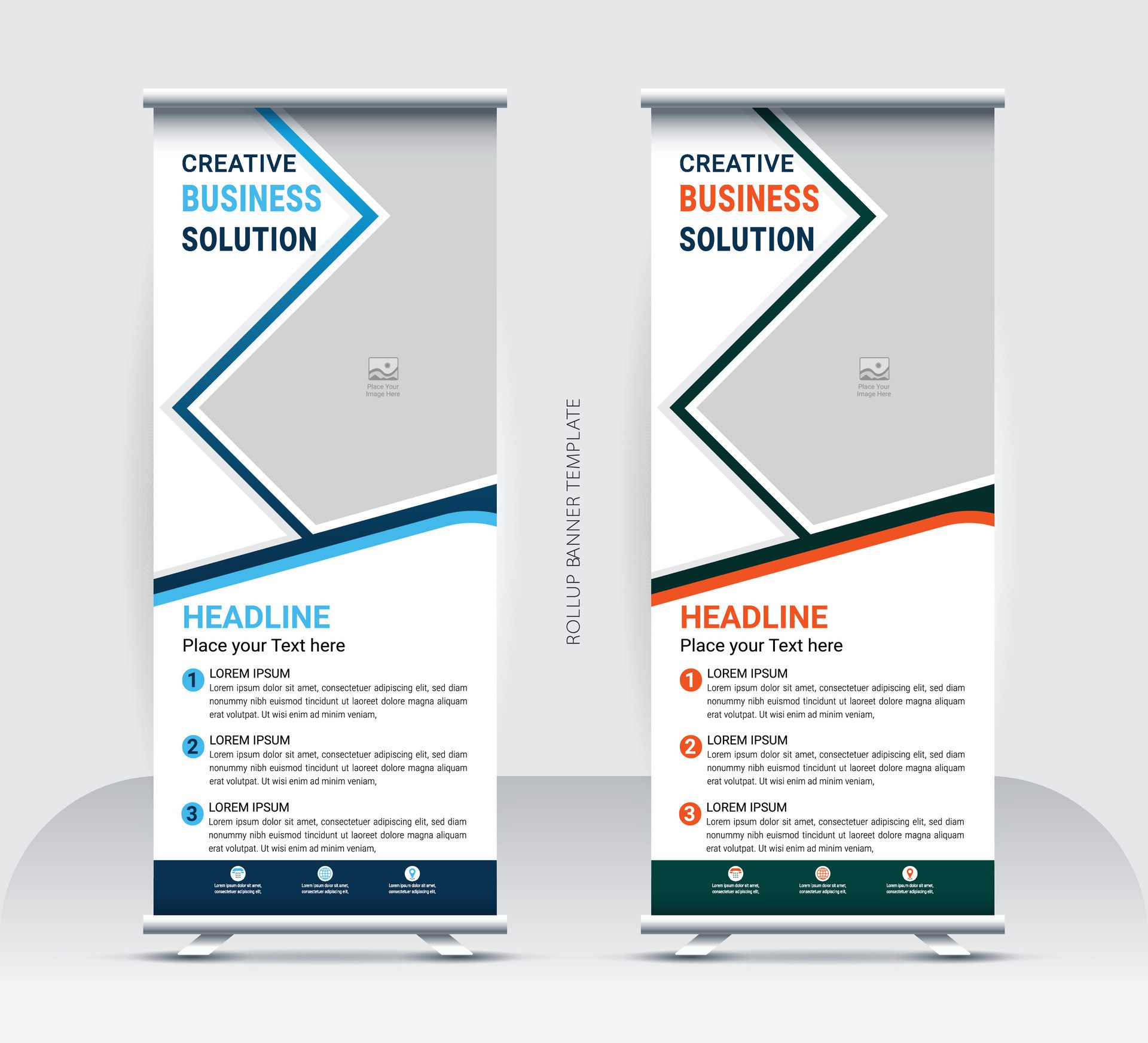 Corporate rollup banner template, advertisement, Free Vector